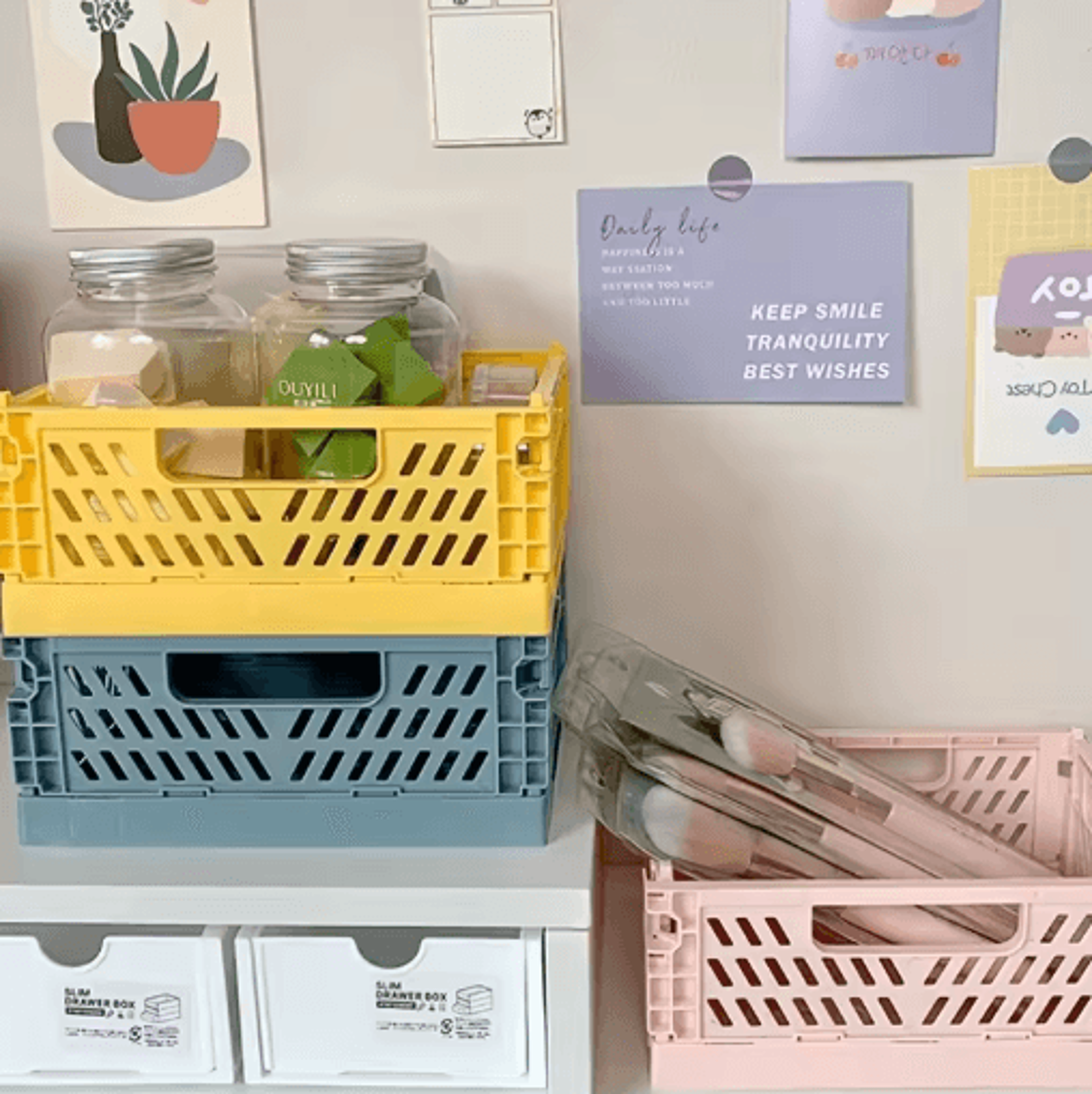 Foldable Plastic Storage Crates Durable Organizer Bins For Small Spaces 9