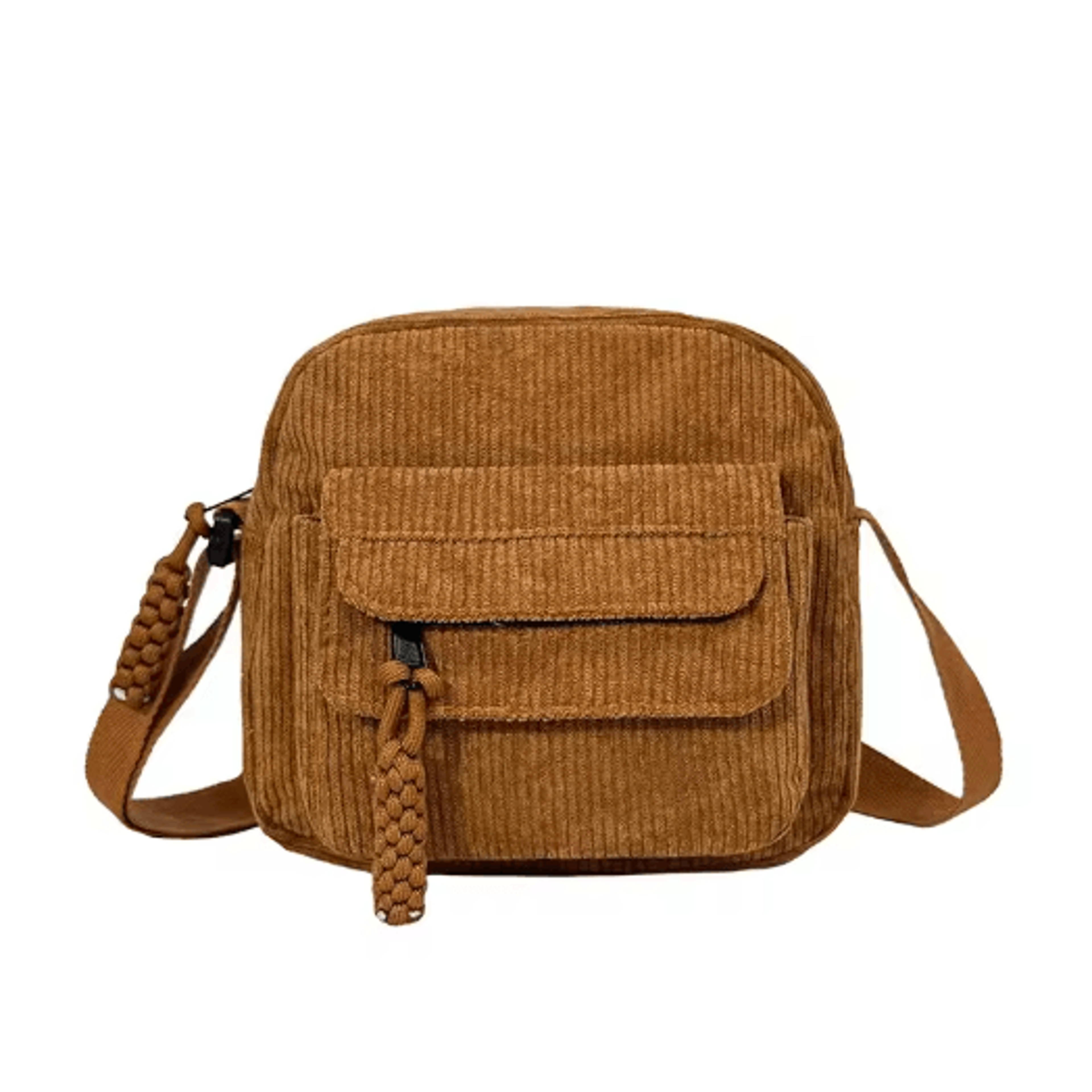Corduroy Shoulder Bag For Girls Simple Solid Color School Style Messenger Bag 4