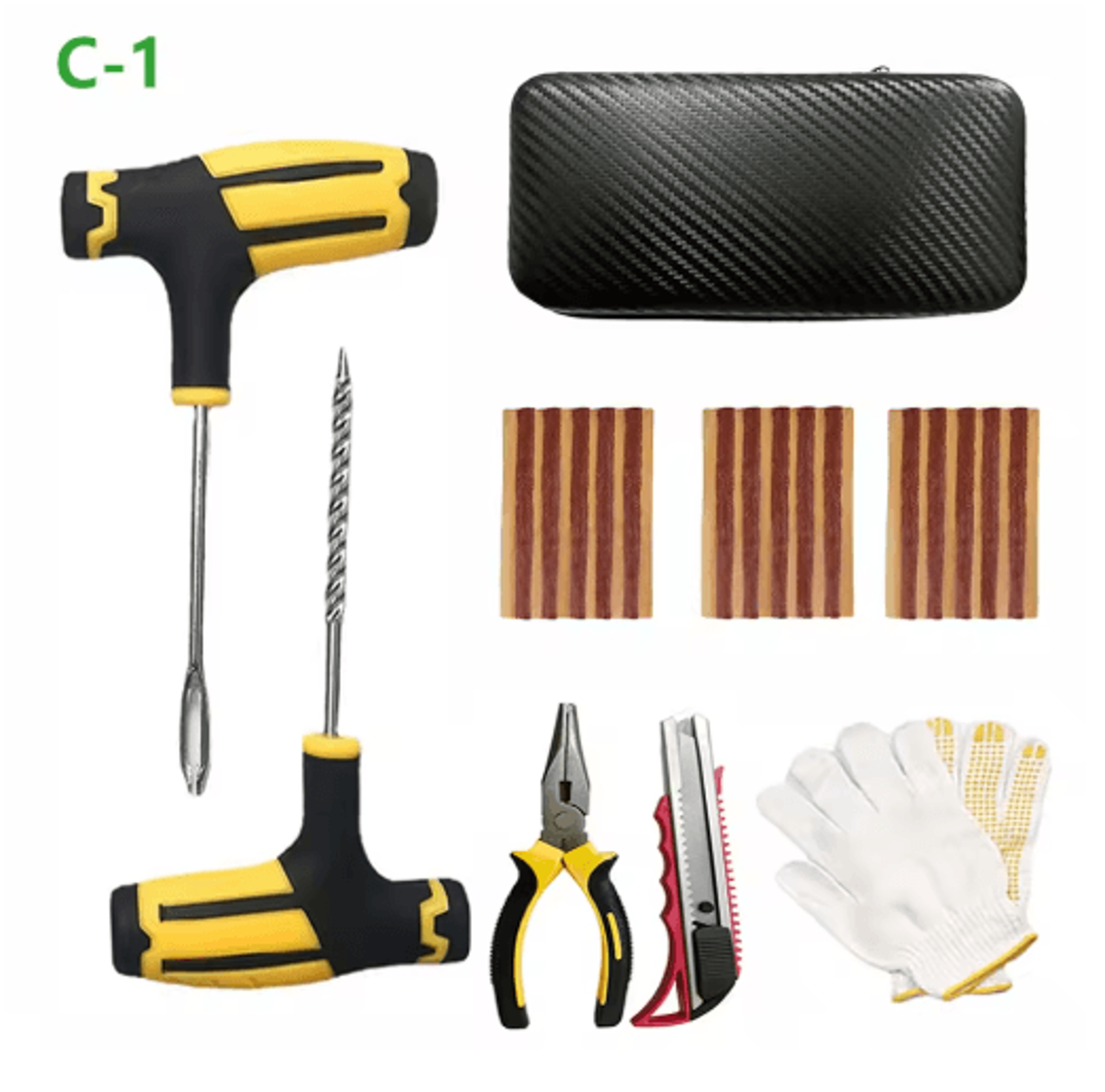Car Tire Repair Kit With Studding Tool  Rubber Strips  GlueFree Puncture Plug Set 3