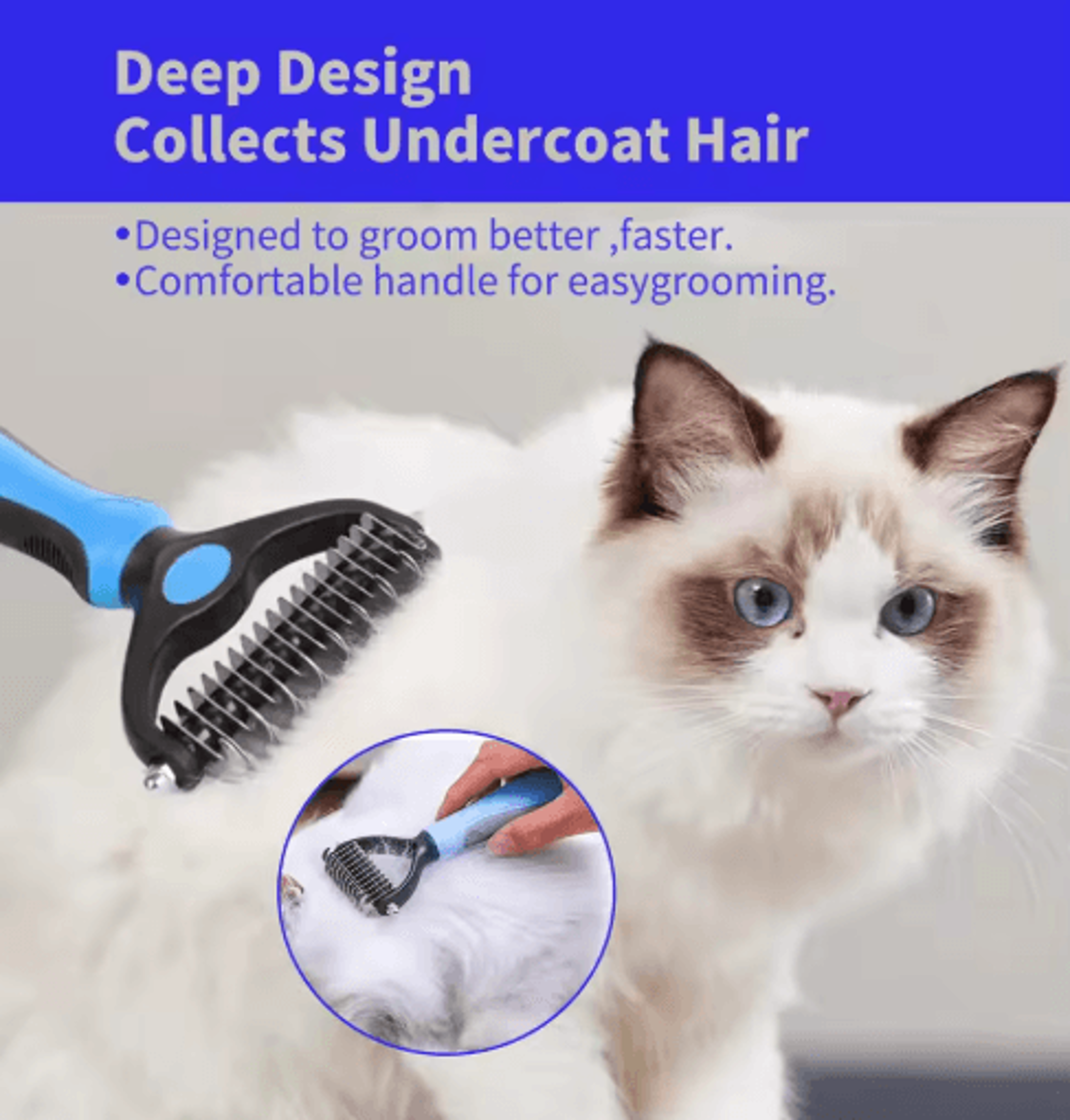 Professional Pet Deshedding Brush  Fur Knot Cutter  Grooming Comb For Dogs  Cats 18