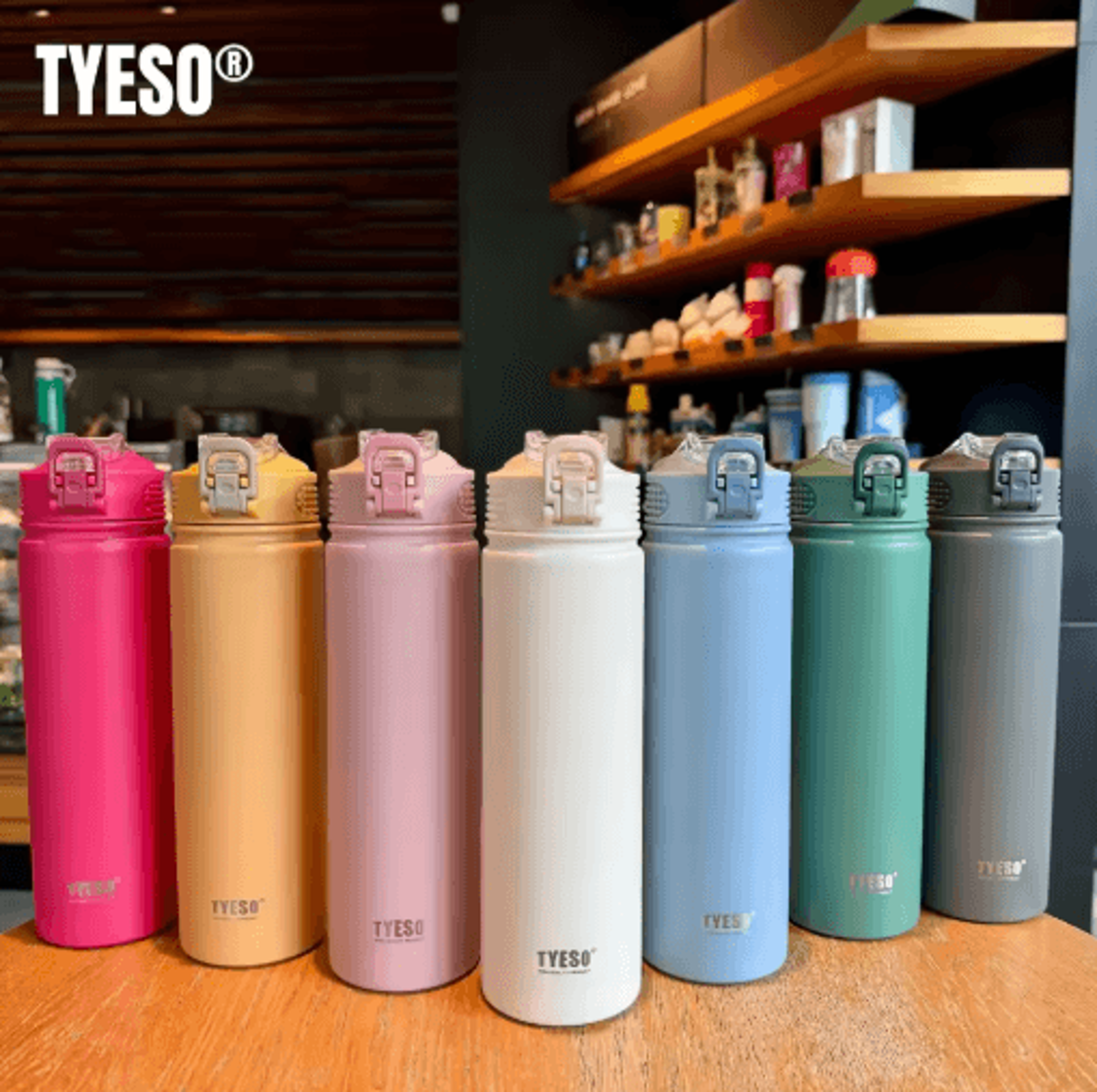 TYESO Stainless Steel Thermos Bottle With Straw 600ml 750ml Thermal Mug 18