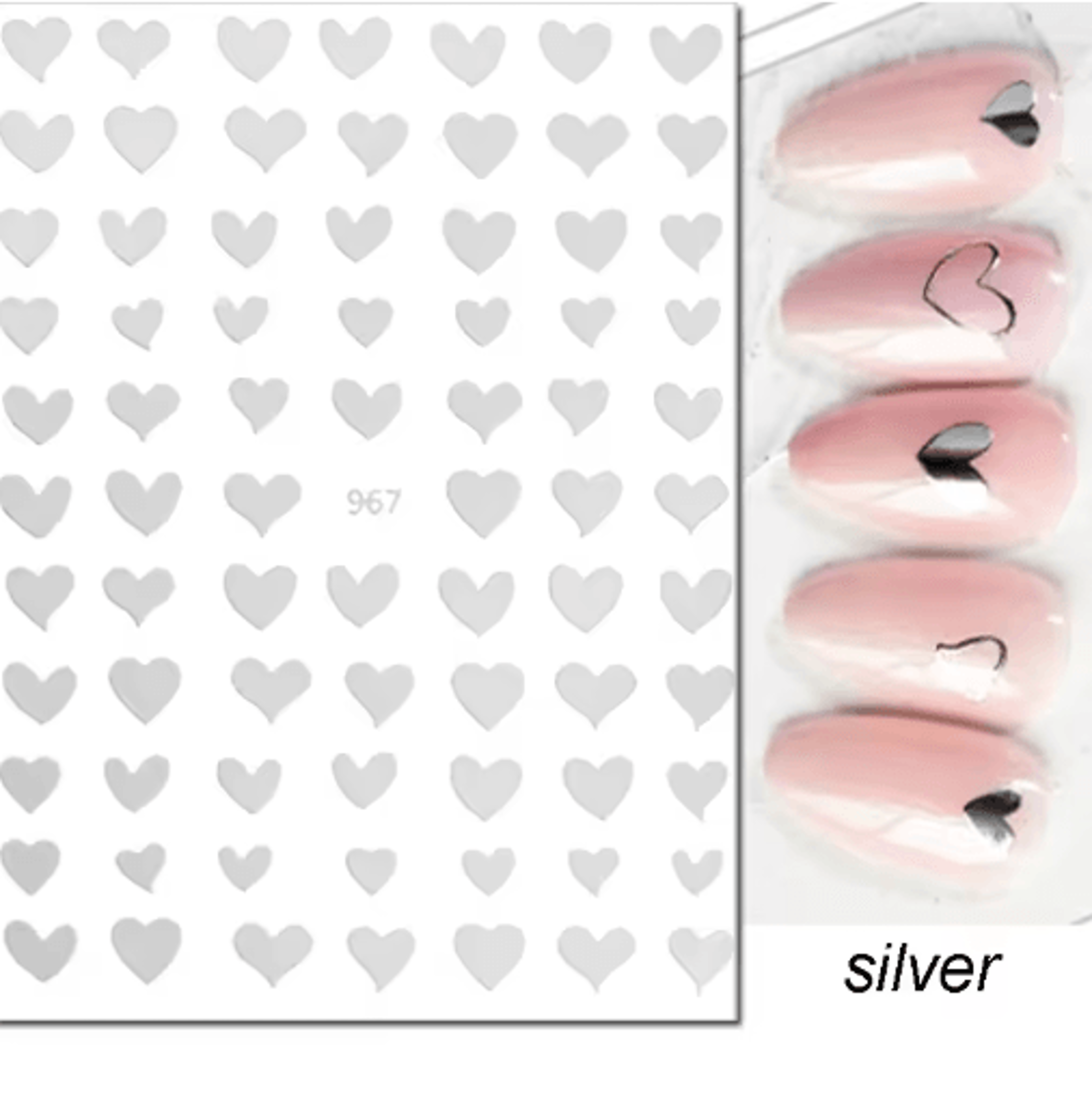 3D Nail Art Stickers Set Love Hearts Stars And Clouds French Tip Decals 4