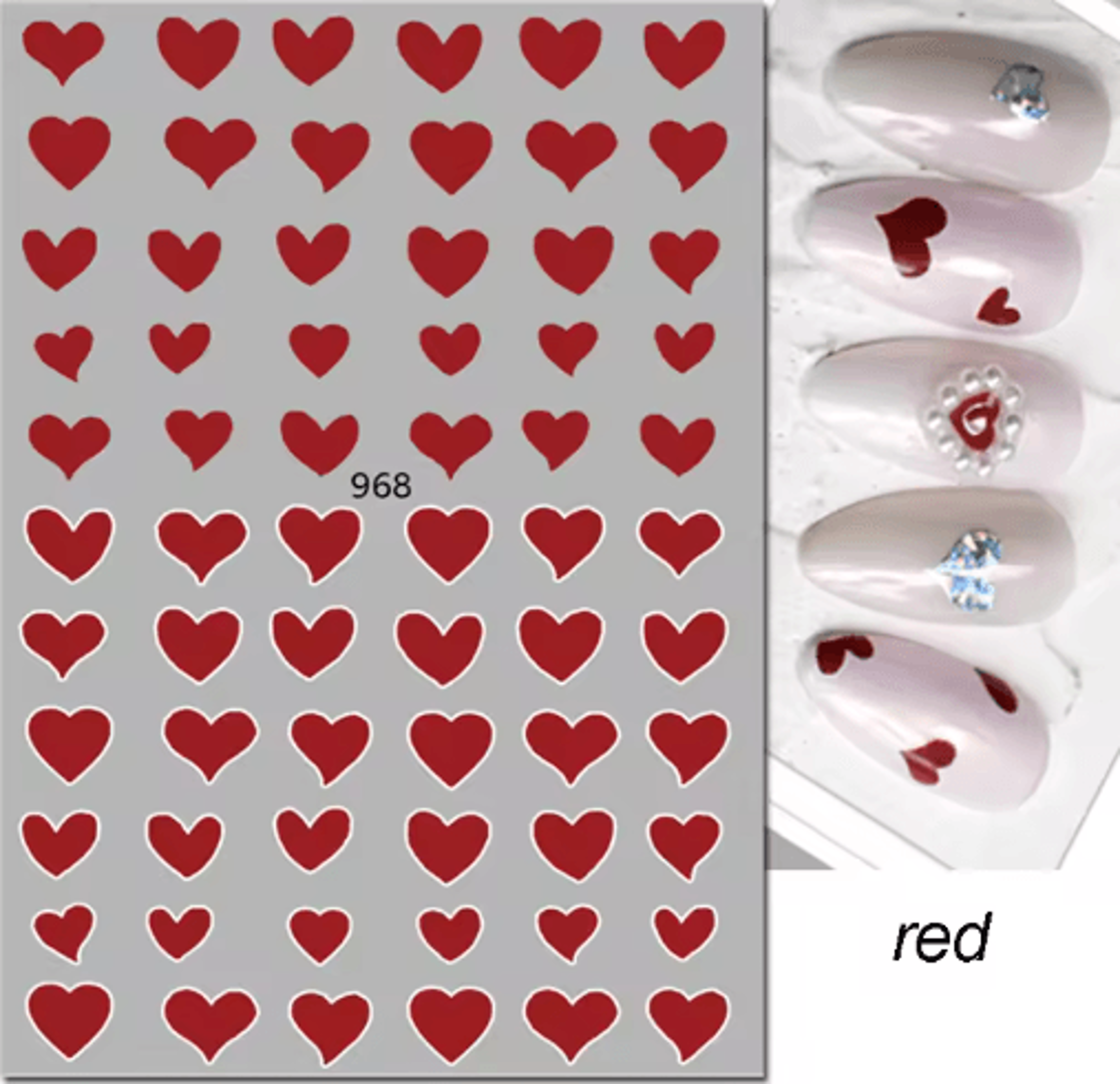 3D Nail Art Stickers Set Love Hearts Stars And Clouds French Tip Decals 8
