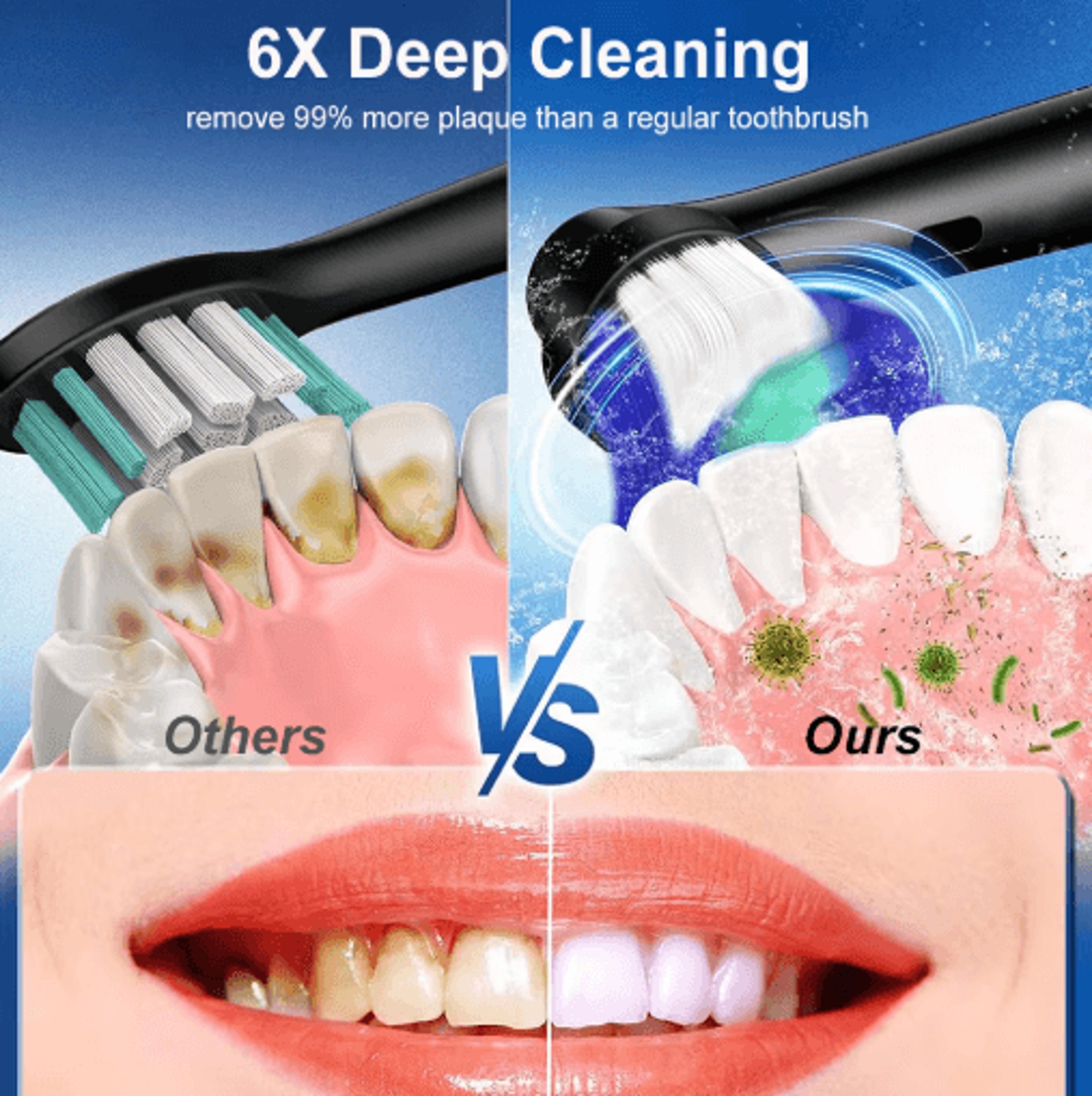 Rotary Rechargeable Electric Toothbrush For Adults  8 Soft Brush Heads 9