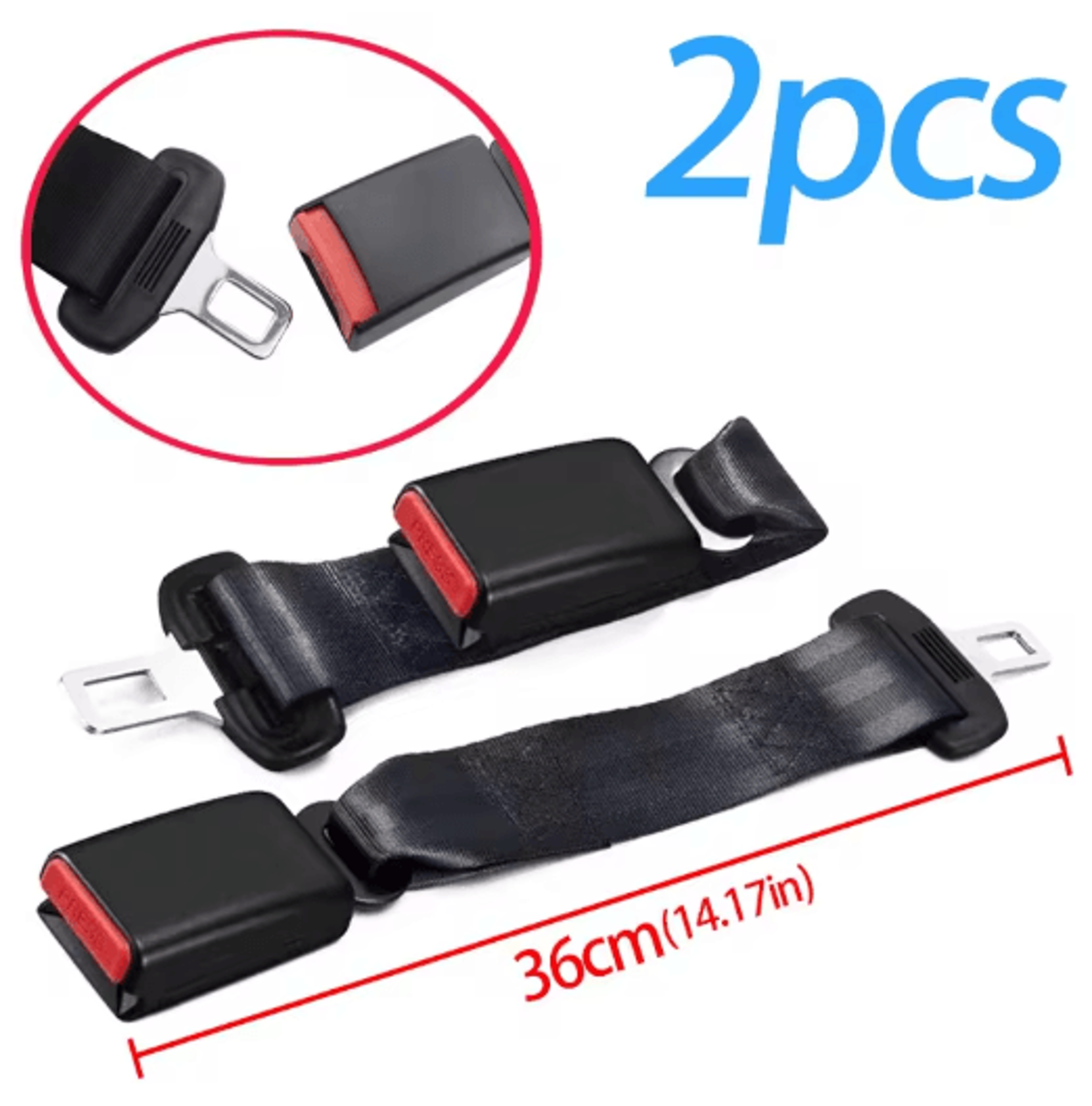 Car Seat Belt Extender Buckle  Thickened Straight Insert Safety Belt Lengthener 6