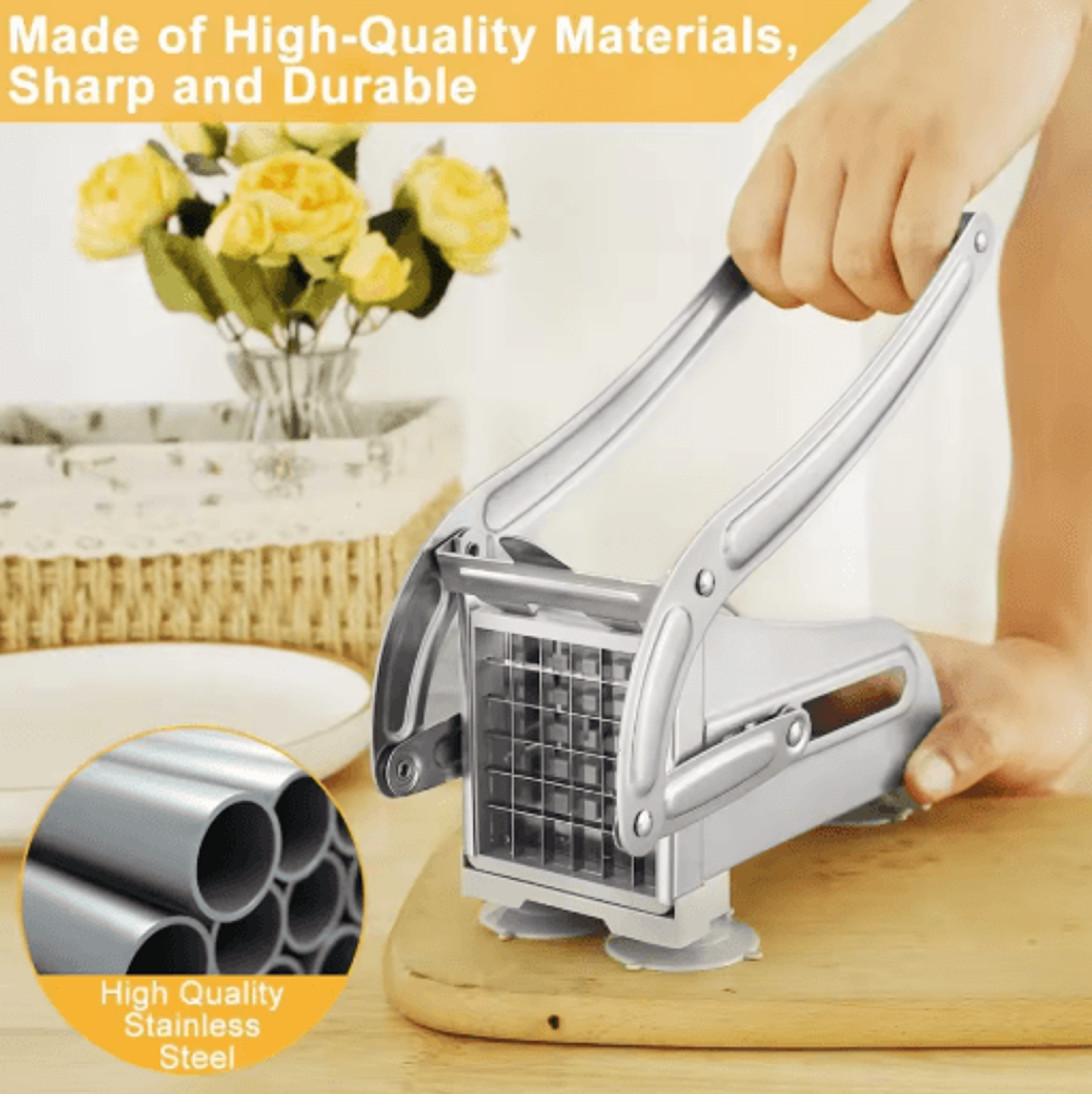 Stainless Steel 4in1 Manual Potato Cutter  French Fries Slicer  Dicer 3