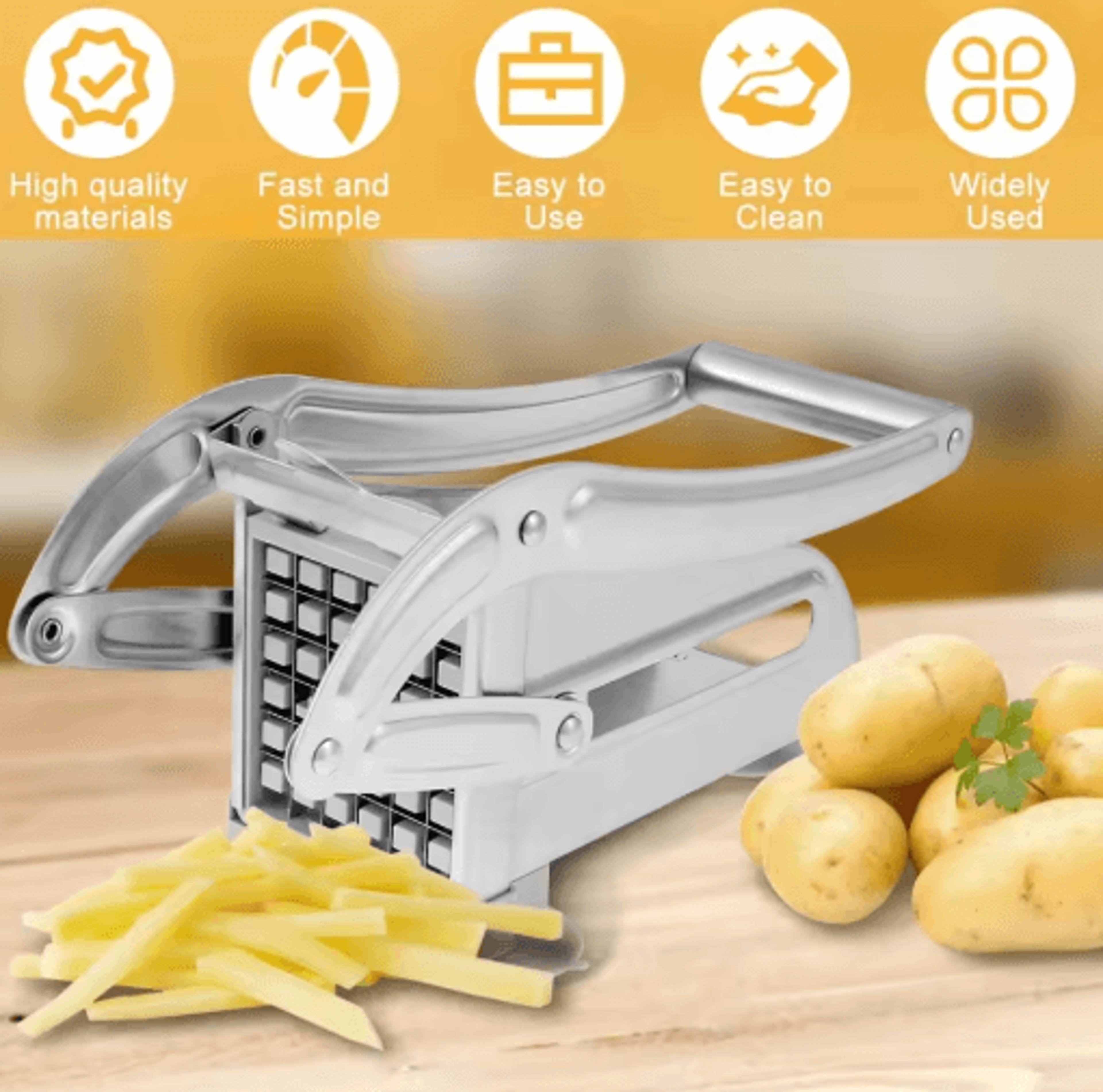 Stainless Steel 4in1 Manual Potato Cutter  French Fries Slicer  Dicer 0