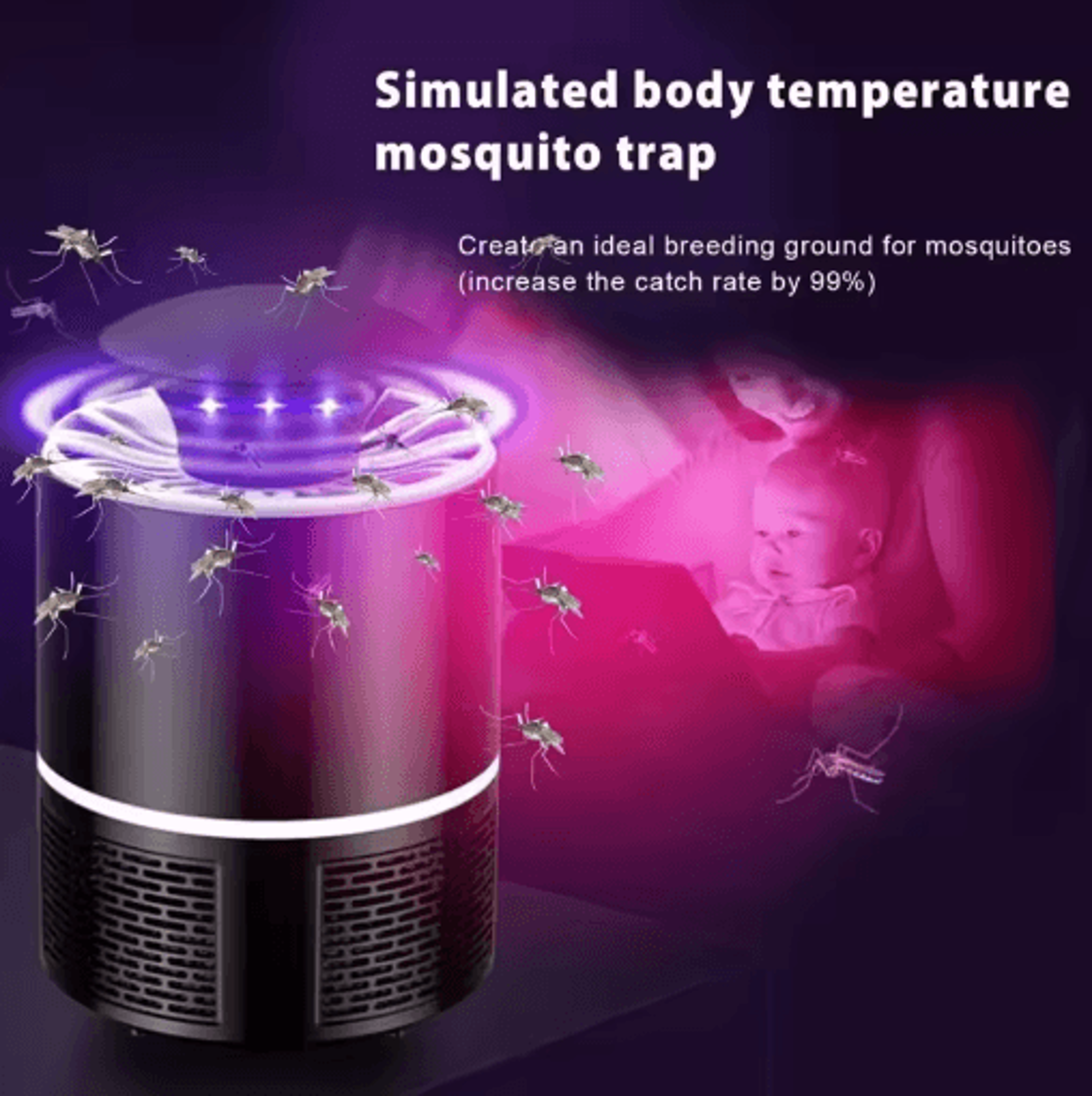 Portable Electric Mosquito Flycatcher  USB Silent Mosquito Killer Lamp 1