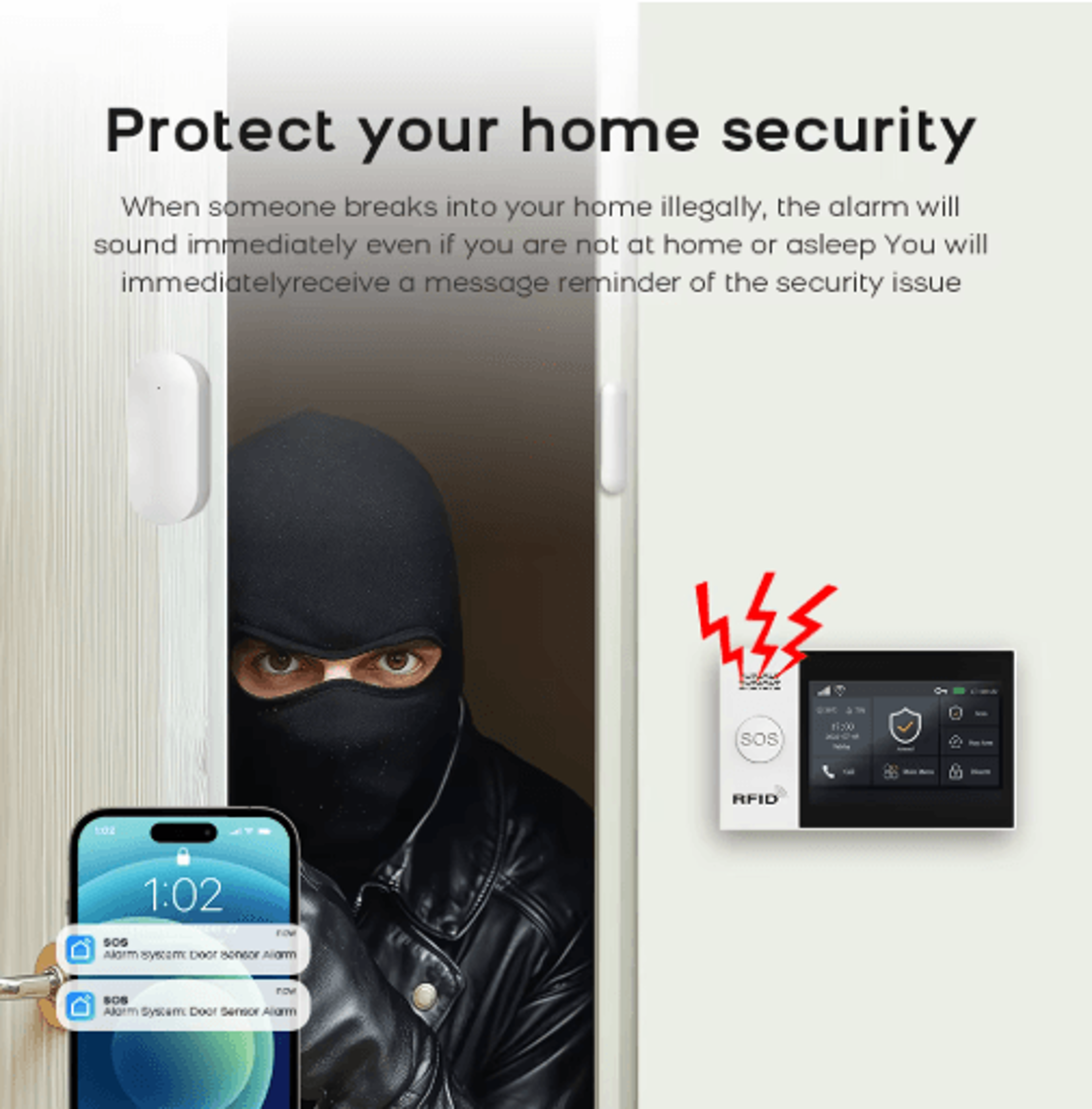 PGST PG107 4G Wireless Home Alarm System  Smart WiFi Security With 43 Touch Screen 8