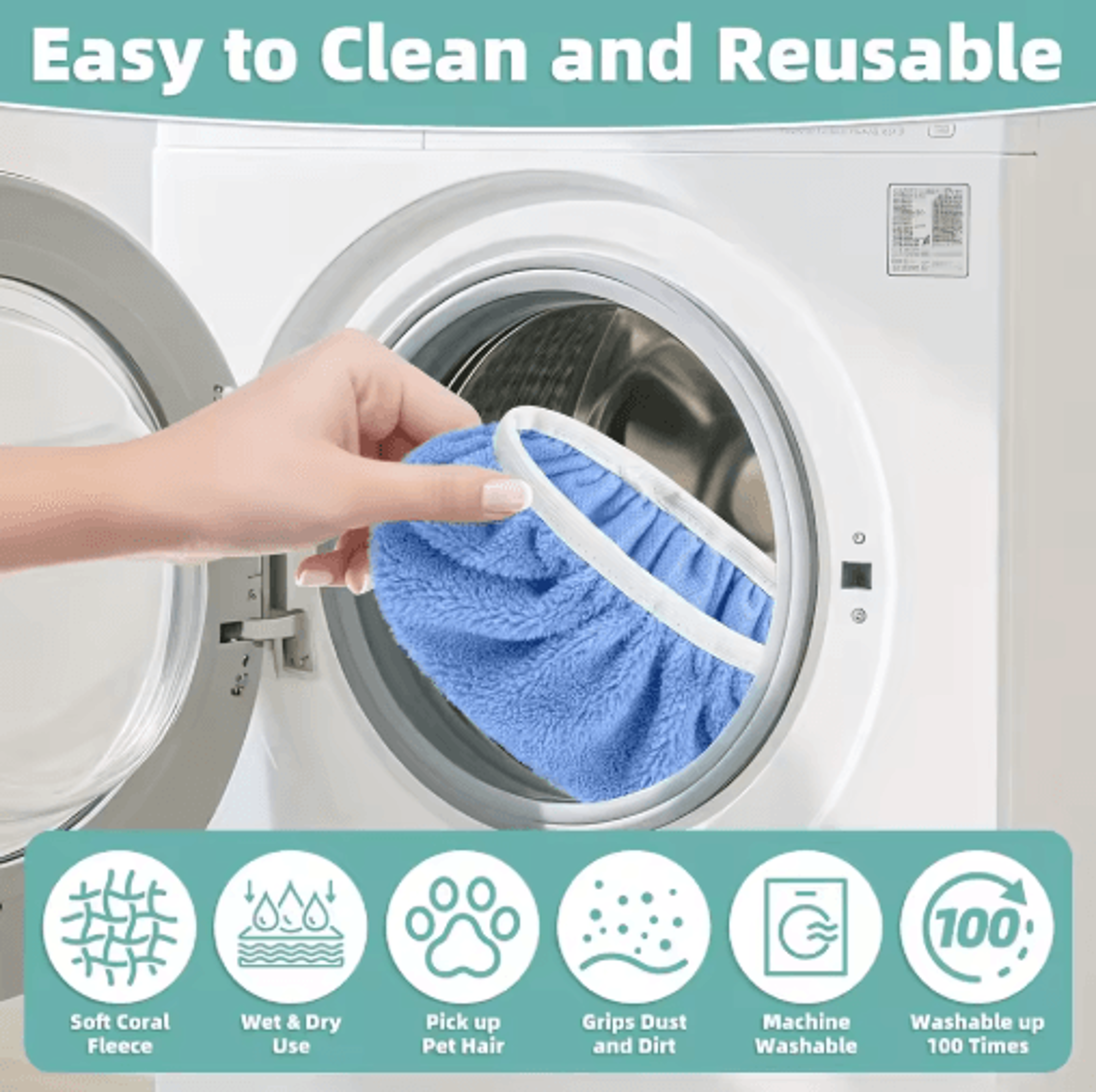 Reusable Microfiber Mop Pads  HighAbsorption Cleaning Pads 5pcs 4