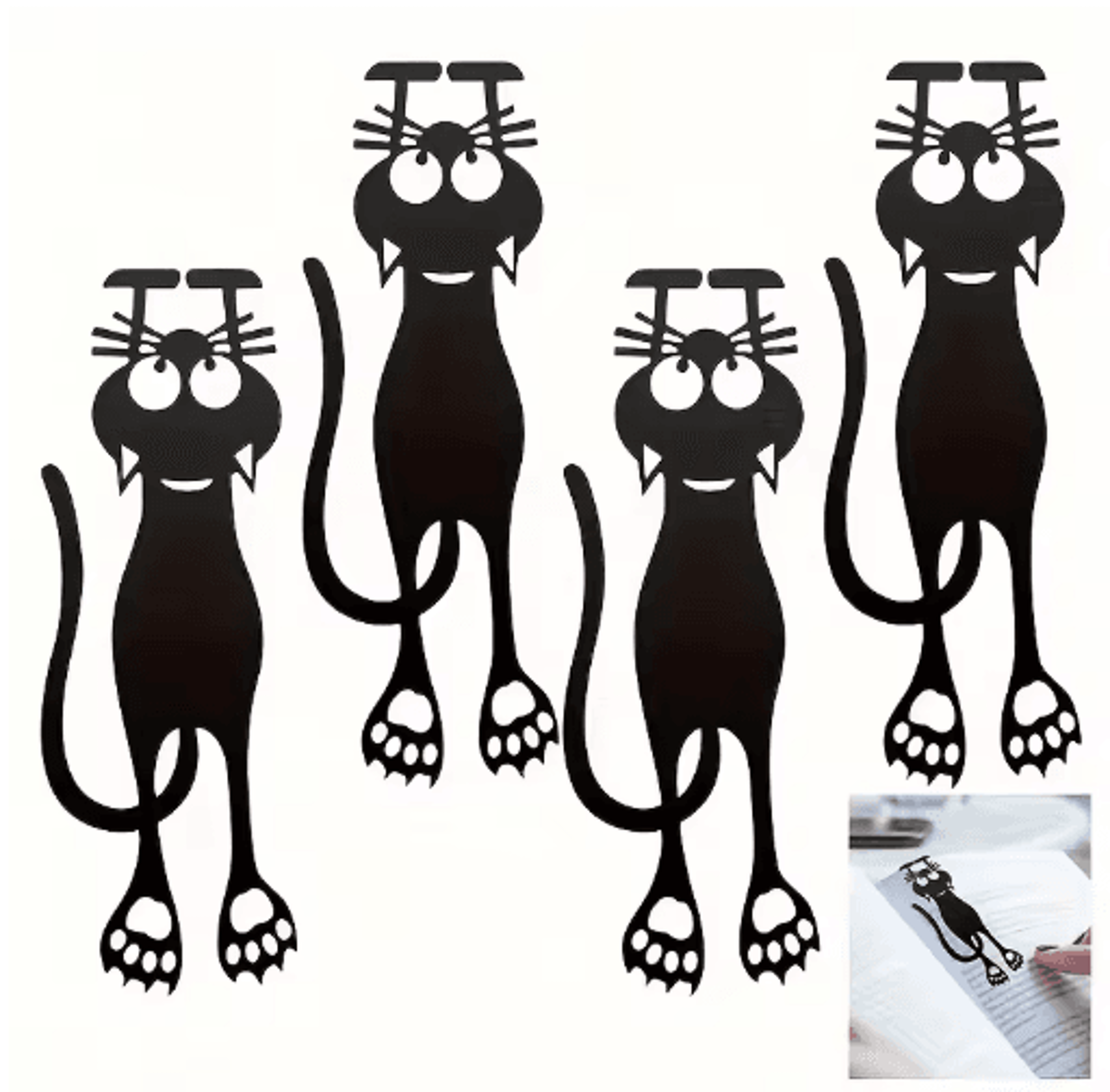Acrylic HollowedOut Black Kitten Bookmarks  Creative Hanging Page Markers 3pcs 3