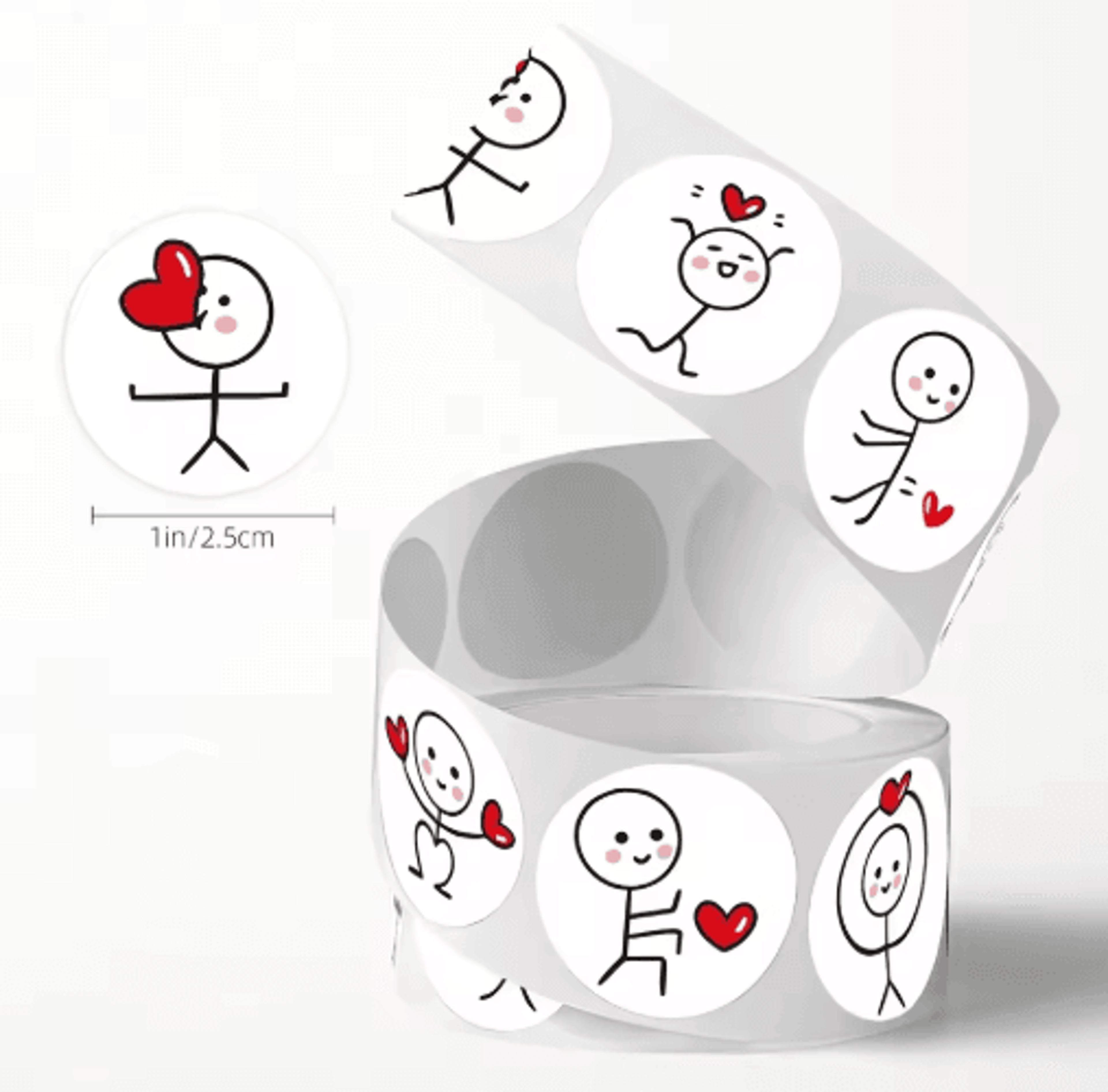 Matchstick People ThumbsUp Stickers  500pcsRoll SelfAdhesive PVC Labels 3