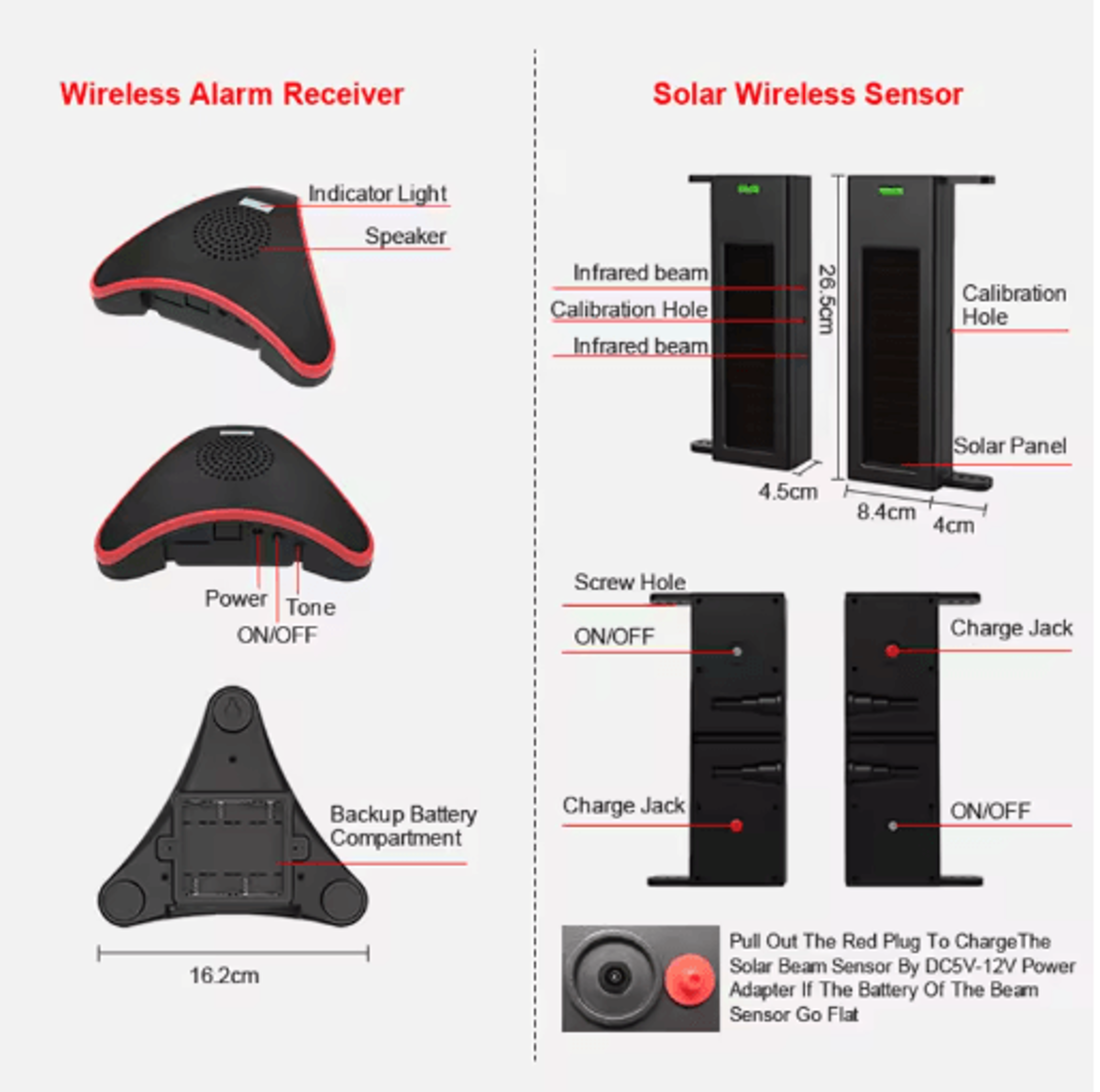 HTZSAFE Solar Beam Sensor Driveway Alarm  400m Wireless Home Security Alert System 3