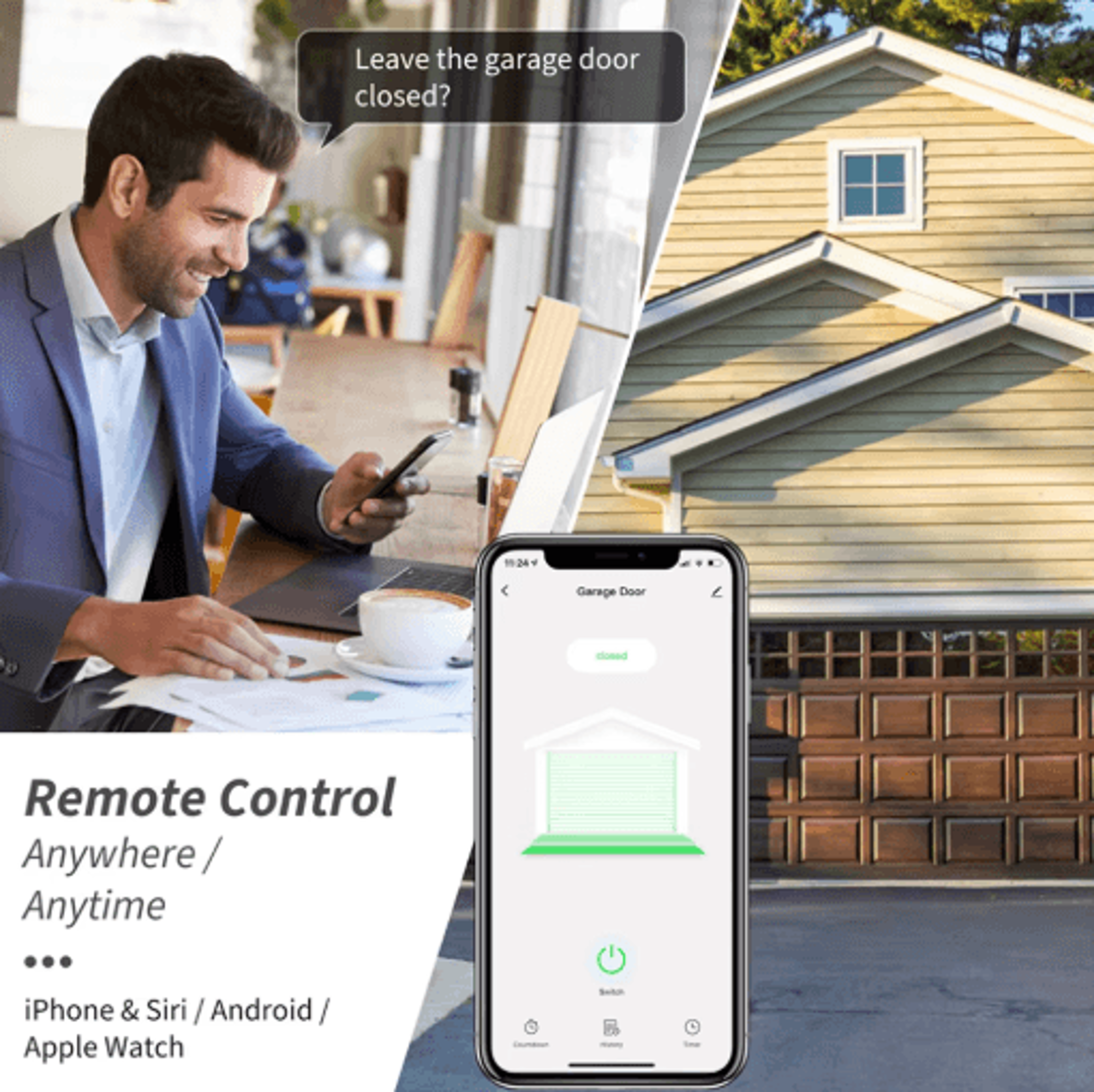 WG01 Tuya Smart Life Garage Door Opener  Dry Contact Smart Switch With Voice Control 3