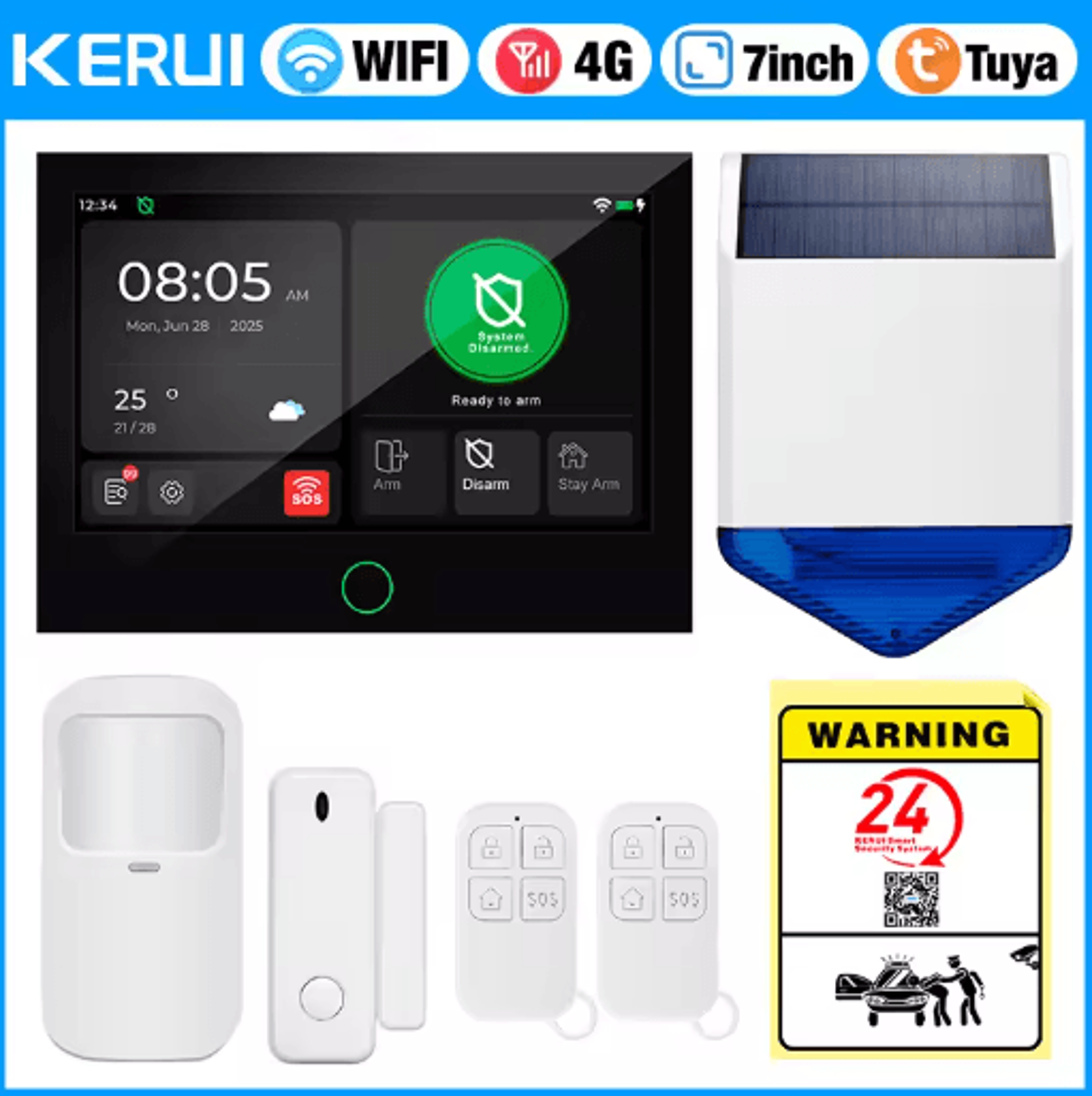 KERUI 4G  WiFi Smart Home Alarm System  7 IPS Touchscreen Security Hub 1