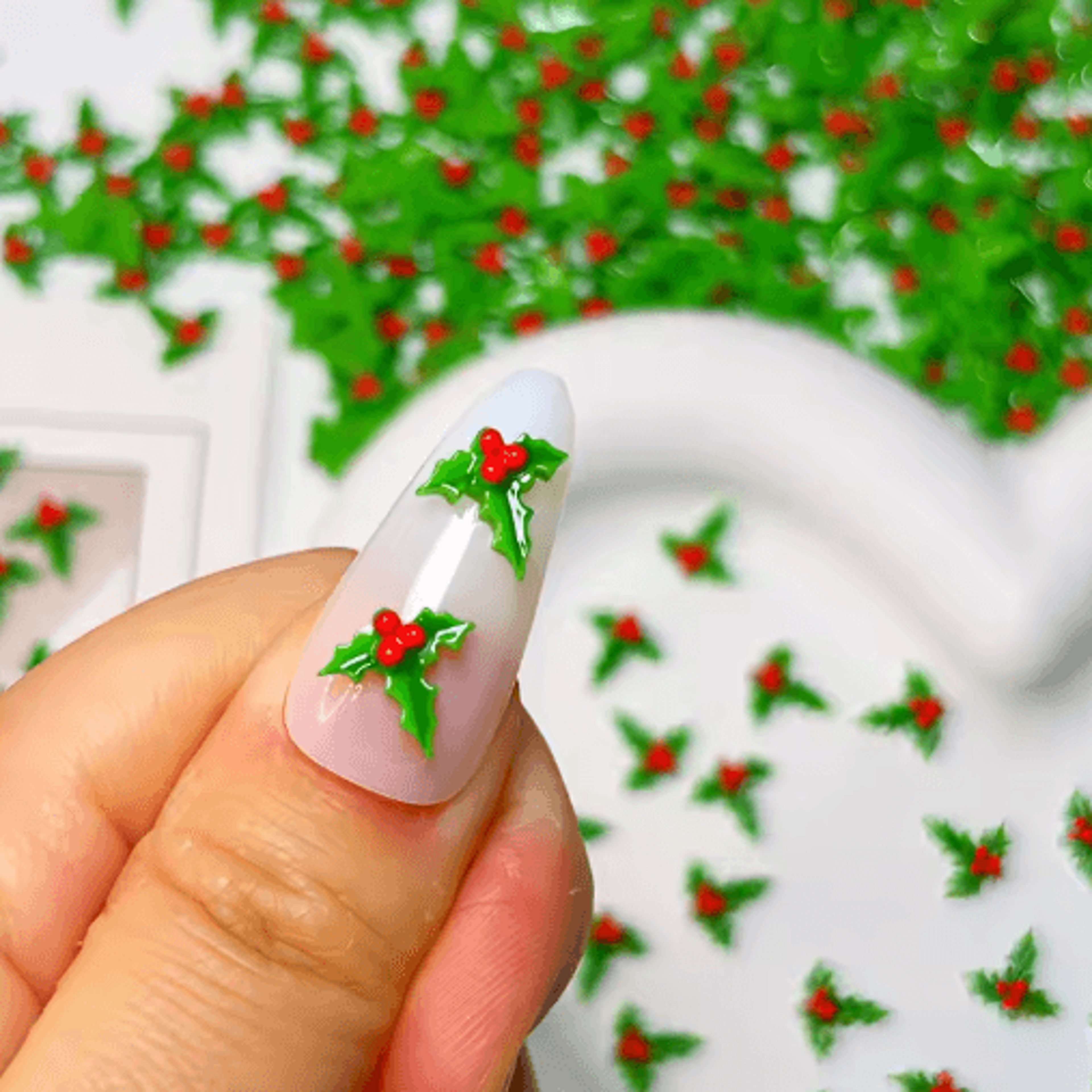Christmas Leaf Nail Art Decorations  Festive Glitter DIY Manicure Set 3060pcs 0