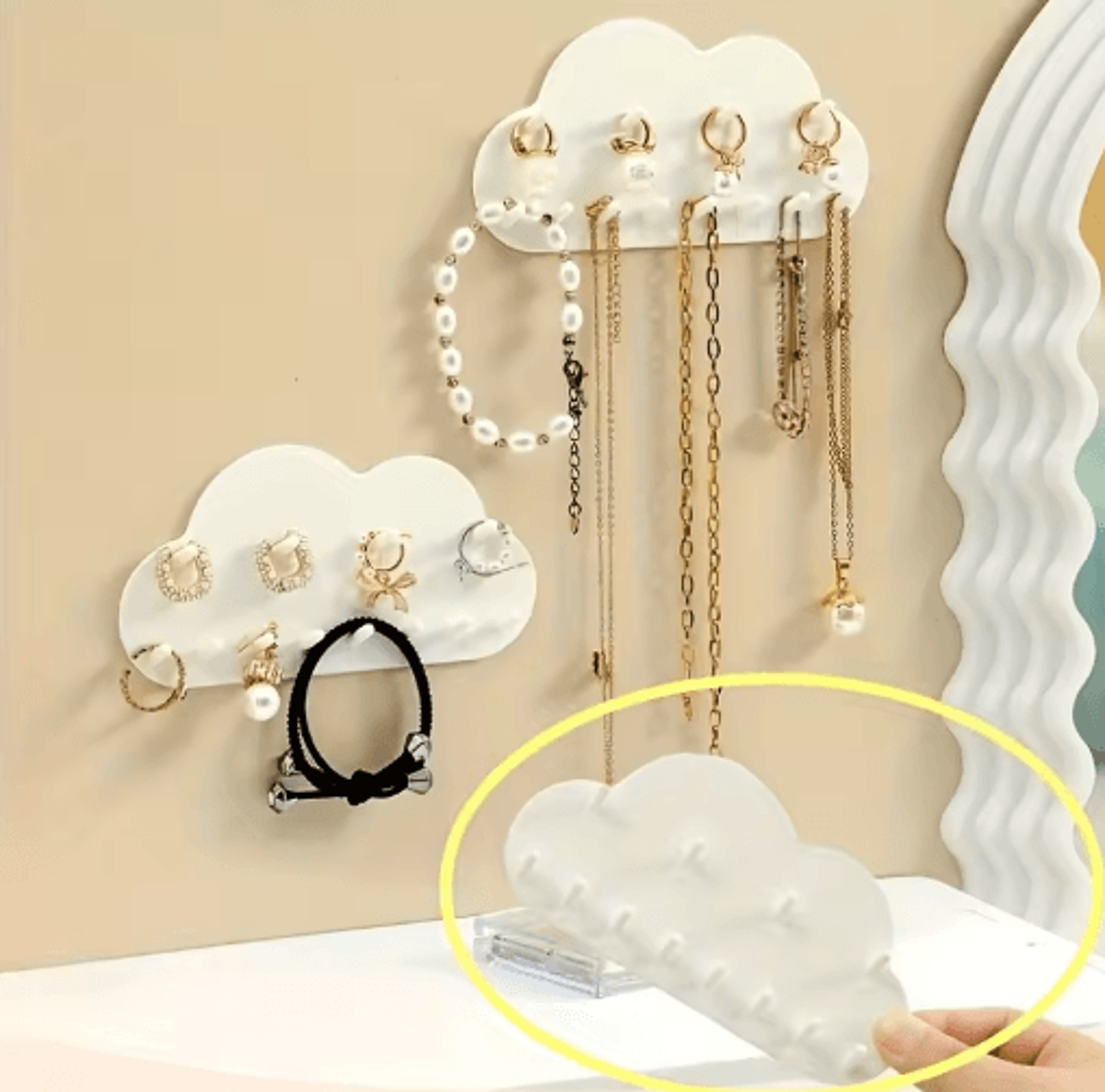 CloudShaped Jewelry Hook Organizer  White Necklace  Bracelet Storage 2pcs 5