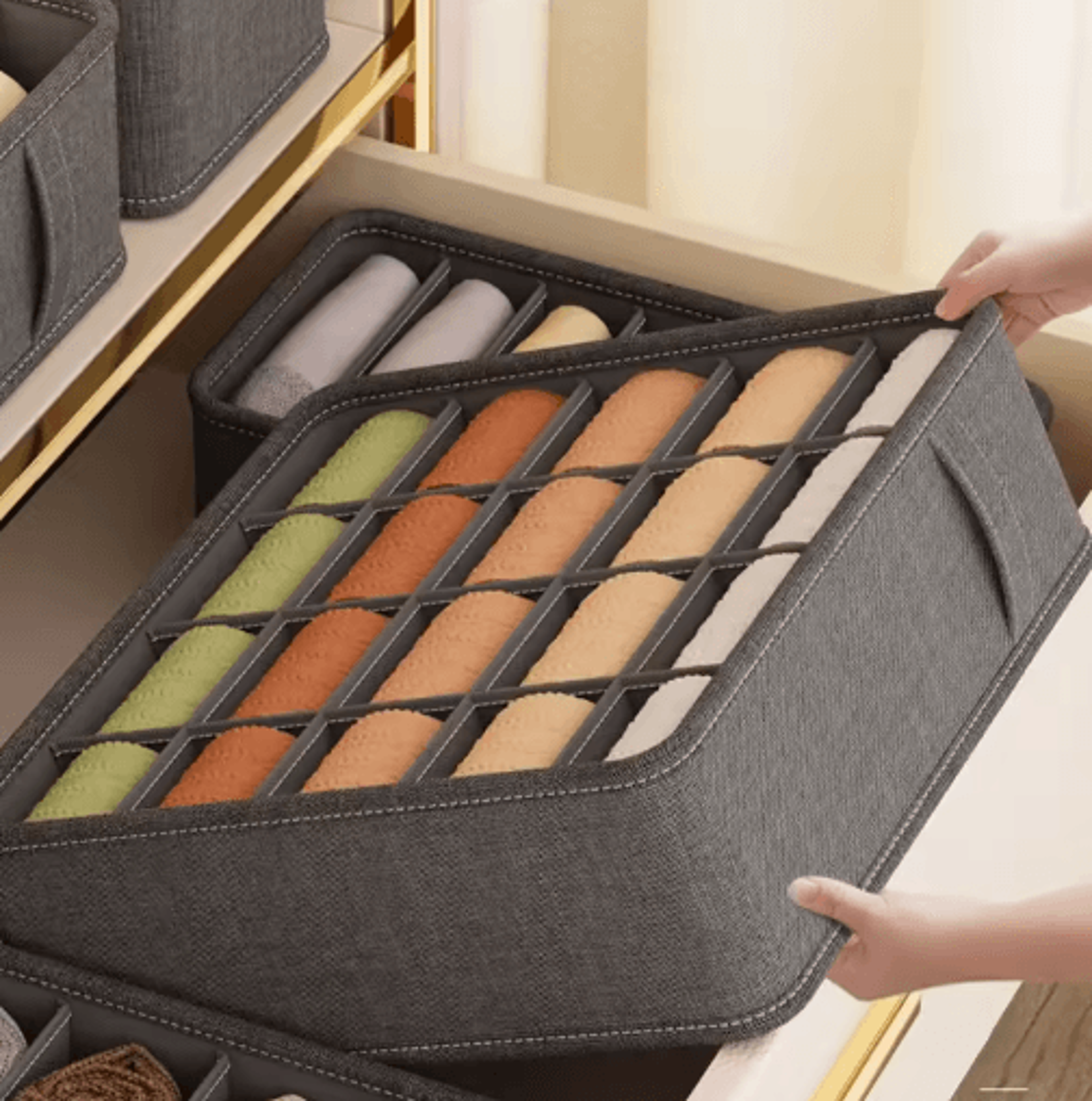 Underwear Drawer Organizer  MultiCompartment Wardrobe Storage Box For Socks  Lingerie 10