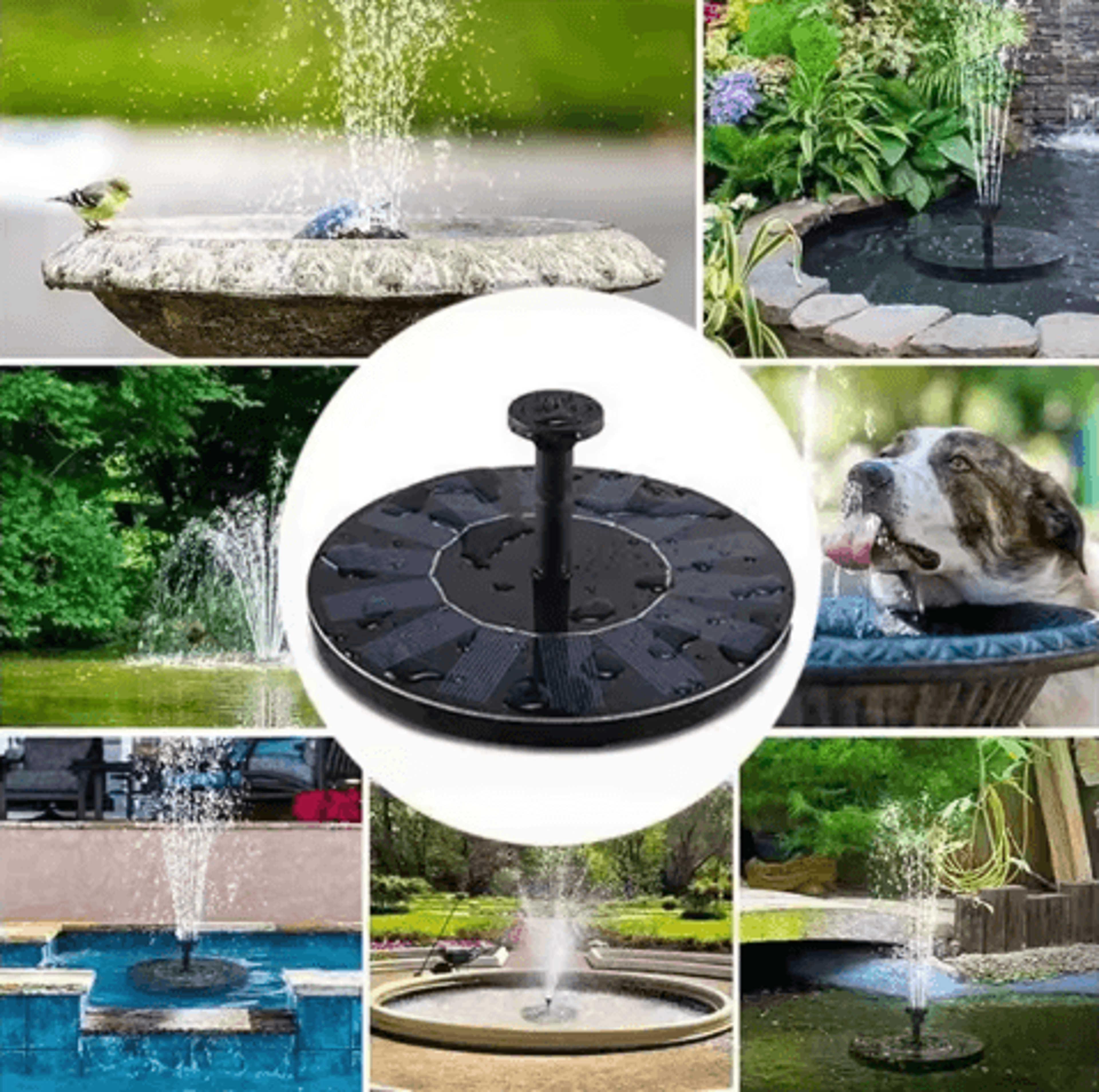 SolarPowered Floating Fountain Pump  Decorative Water Feature 13cm  16cm  18cm 4