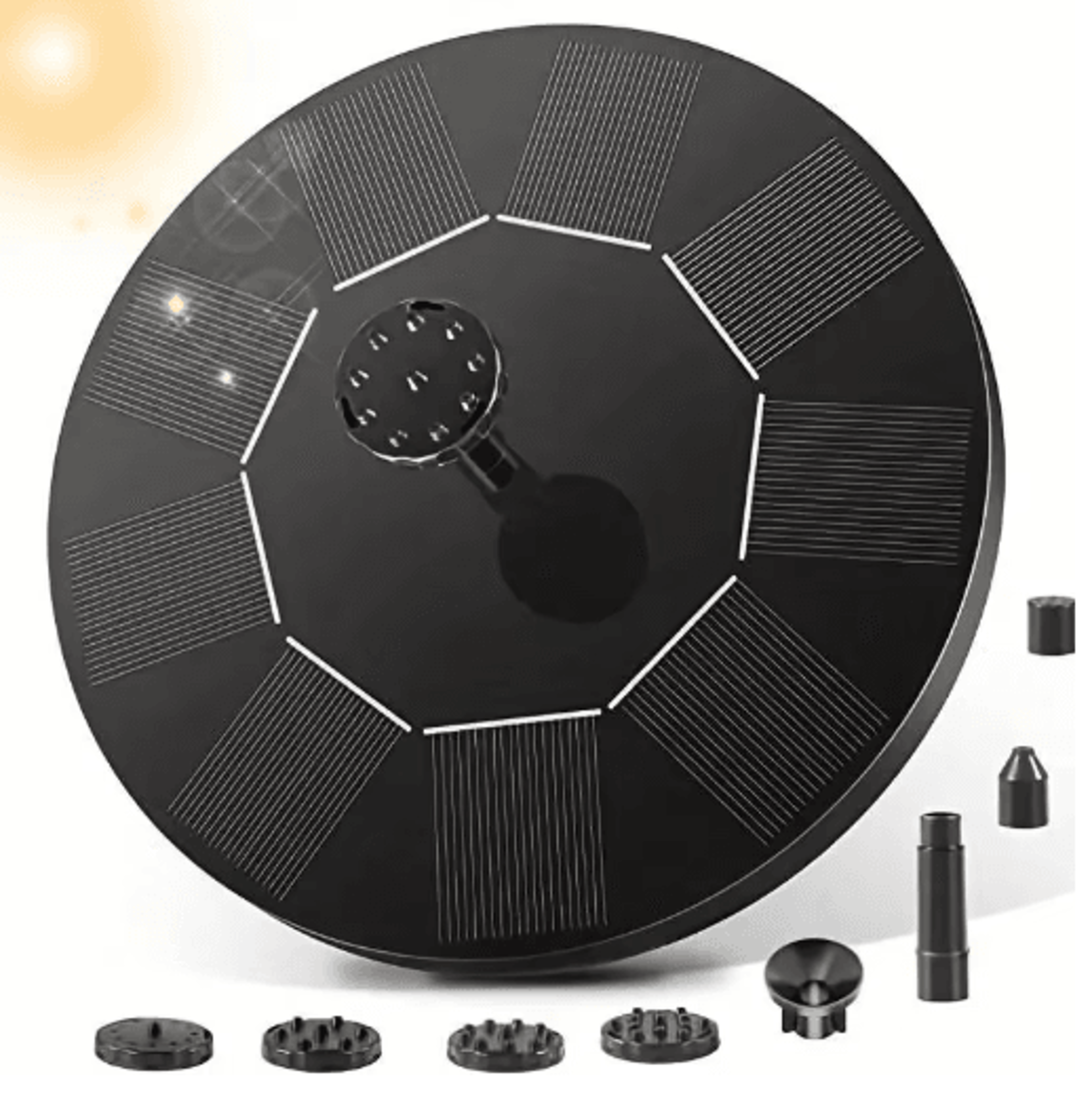 SolarPowered Floating Fountain Pump  Decorative Water Feature 13cm  16cm  18cm 8