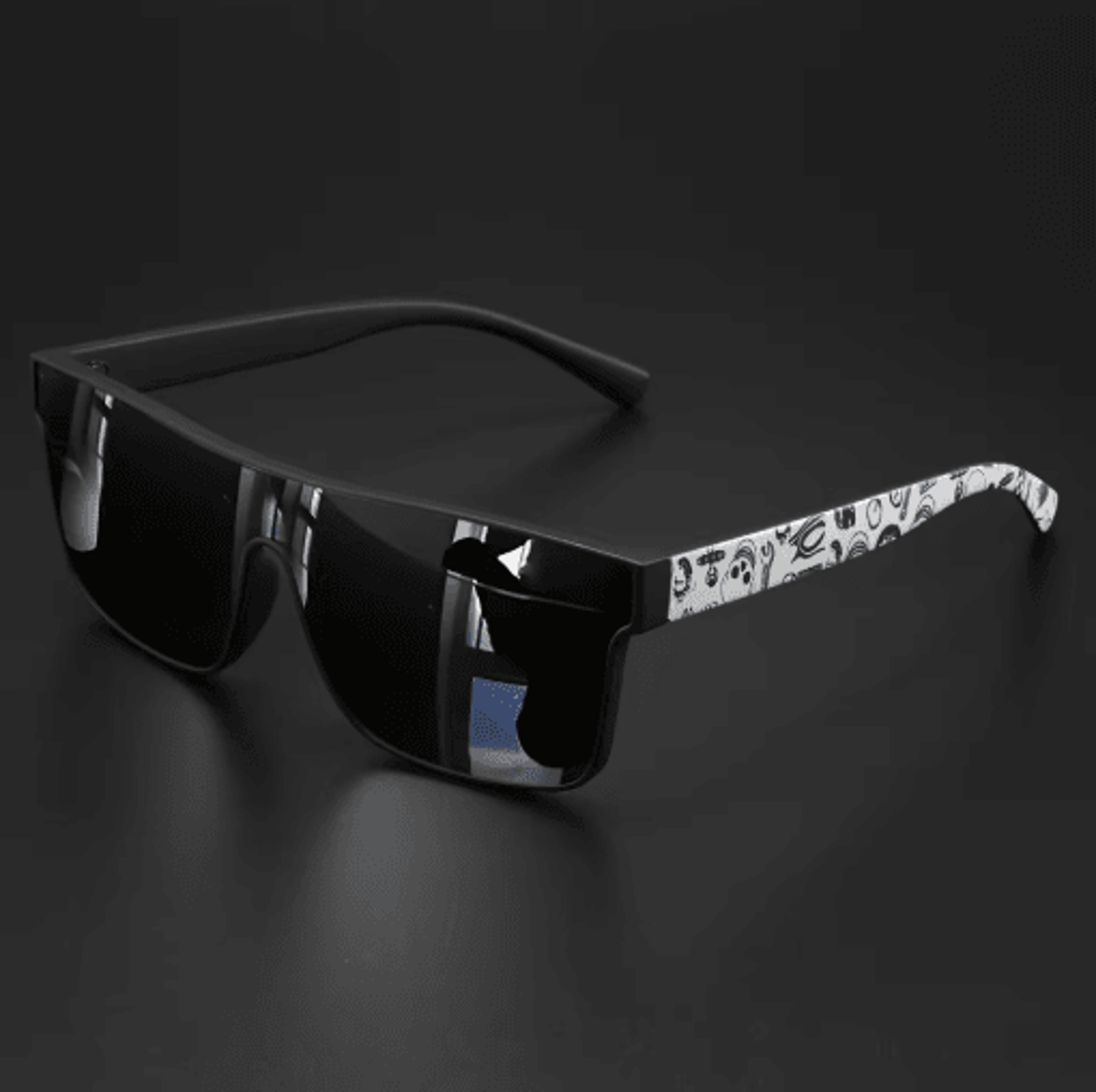 Colorful Square Sports Sunglasses  OnePiece UV400 Lens With Patterned Temples 11
