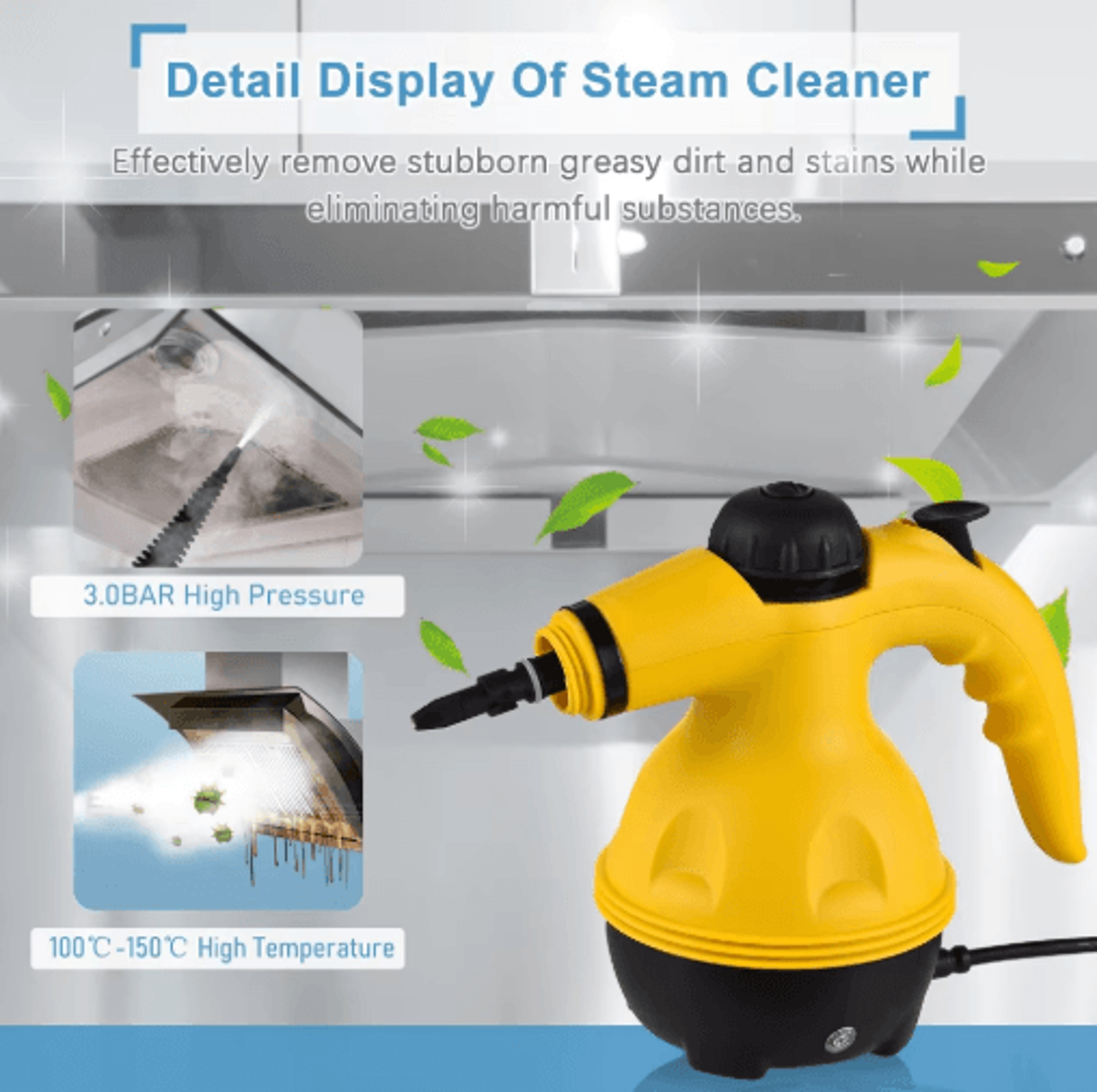 Handheld HighTemperature Steam Cleaner  Powerful Grease  Grime Removal Tool 2