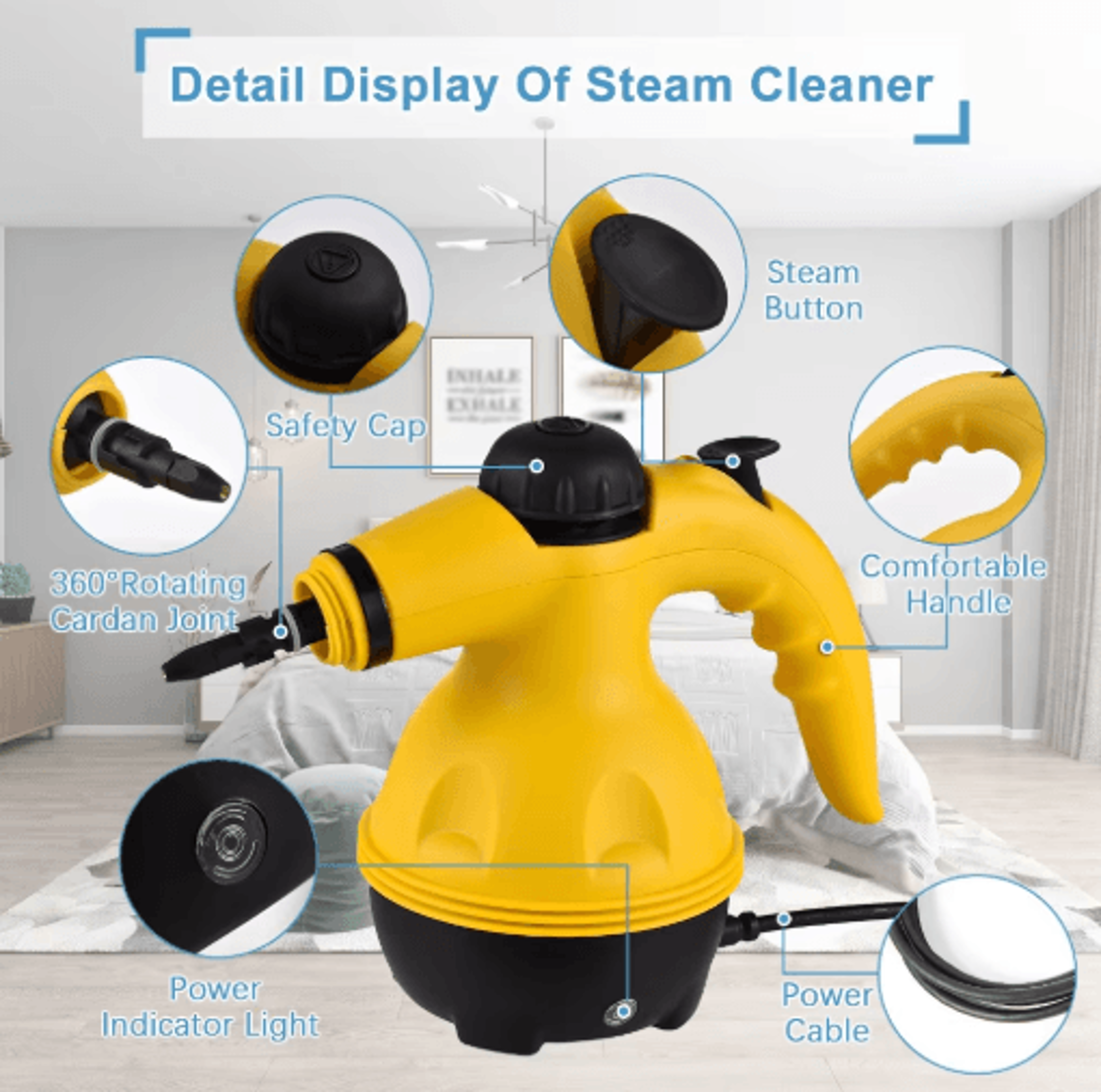 Handheld HighTemperature Steam Cleaner  Powerful Grease  Grime Removal Tool 5