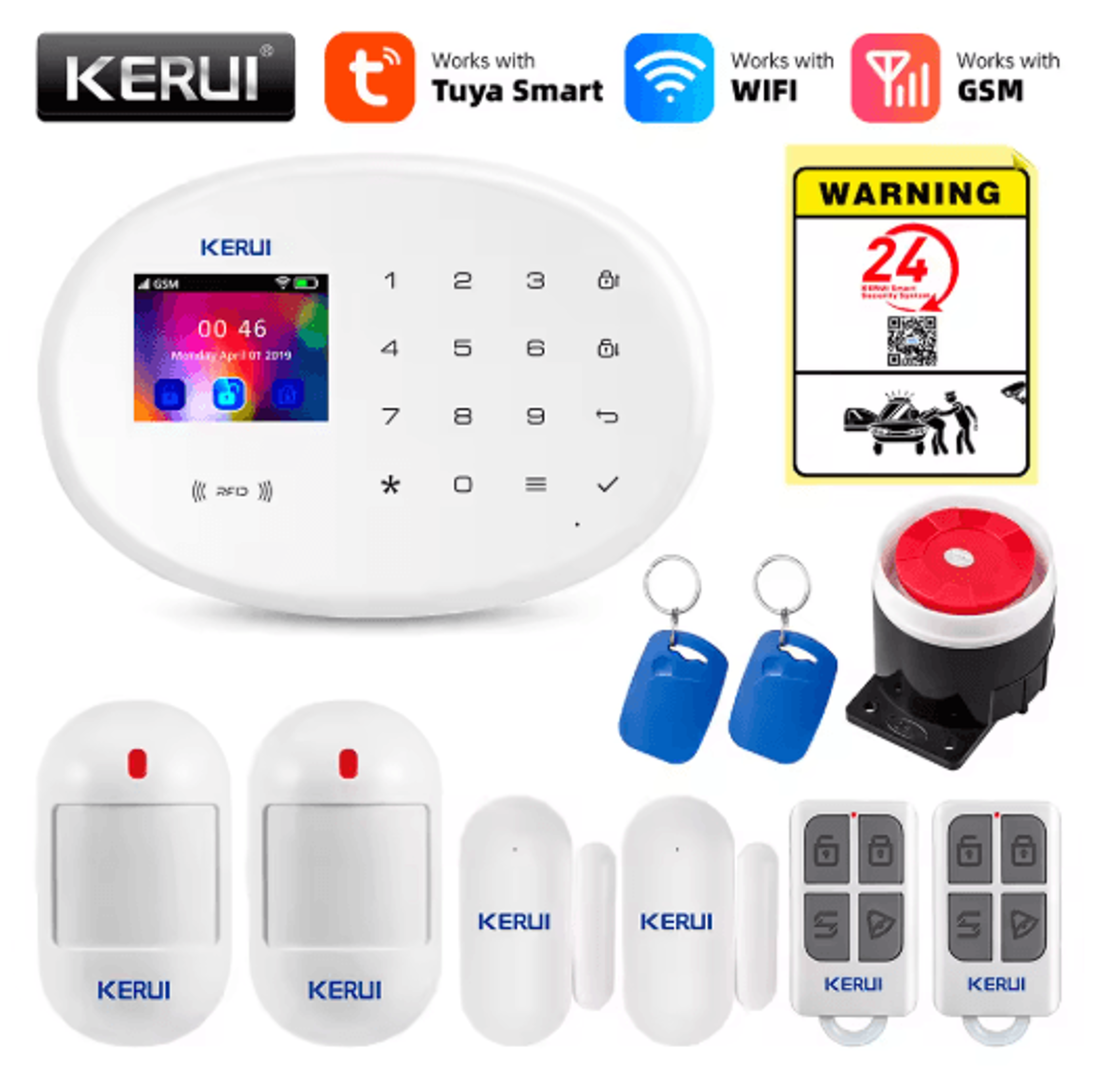 KERUI Smart Home Alarm System  WiFi  GSM 433MHz Wireless Security Kit 5