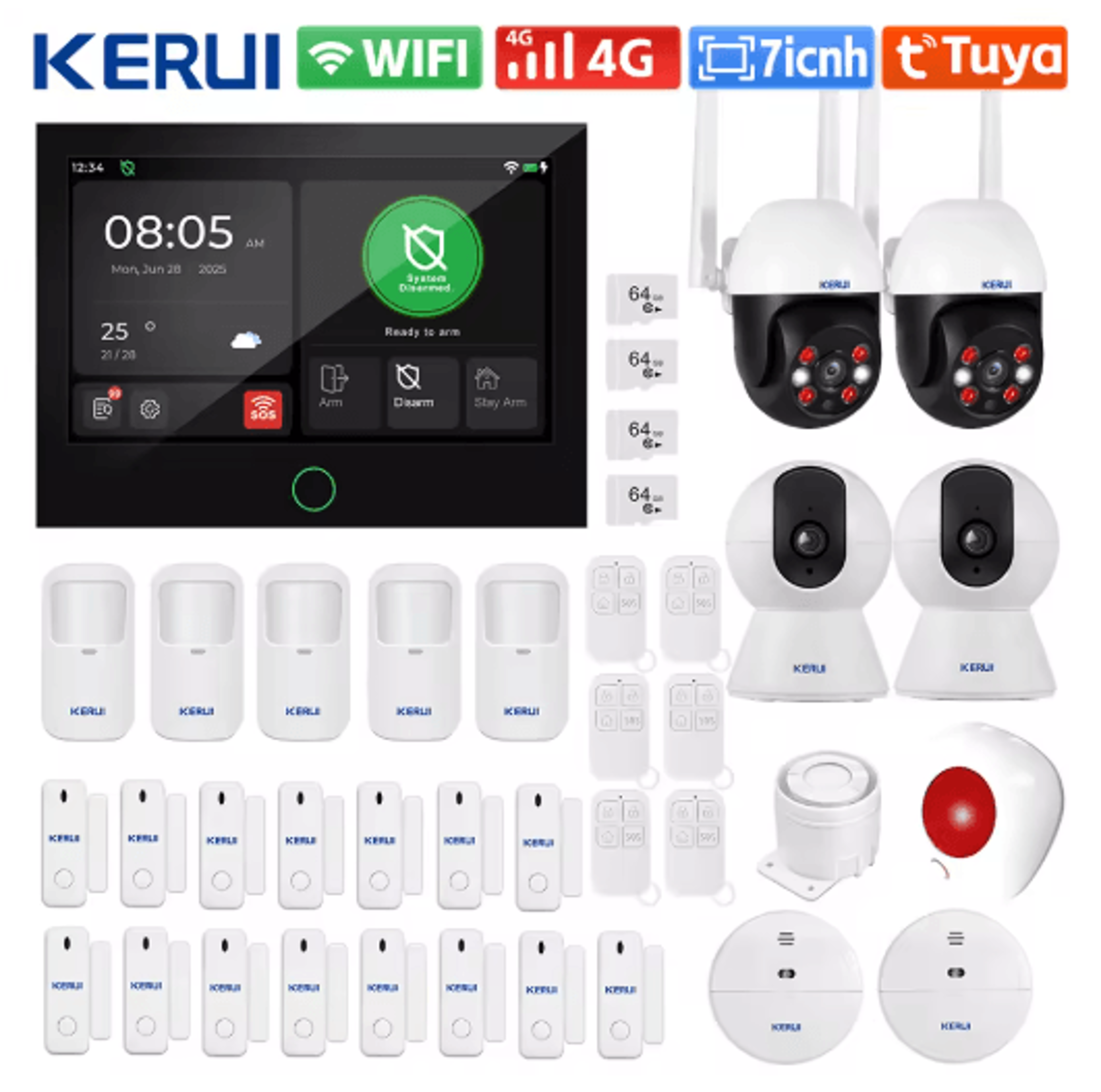 KERUI G70 Tuya Smart Home Alarm System  WiFi  4G With 7 Touchscreen Panel 4