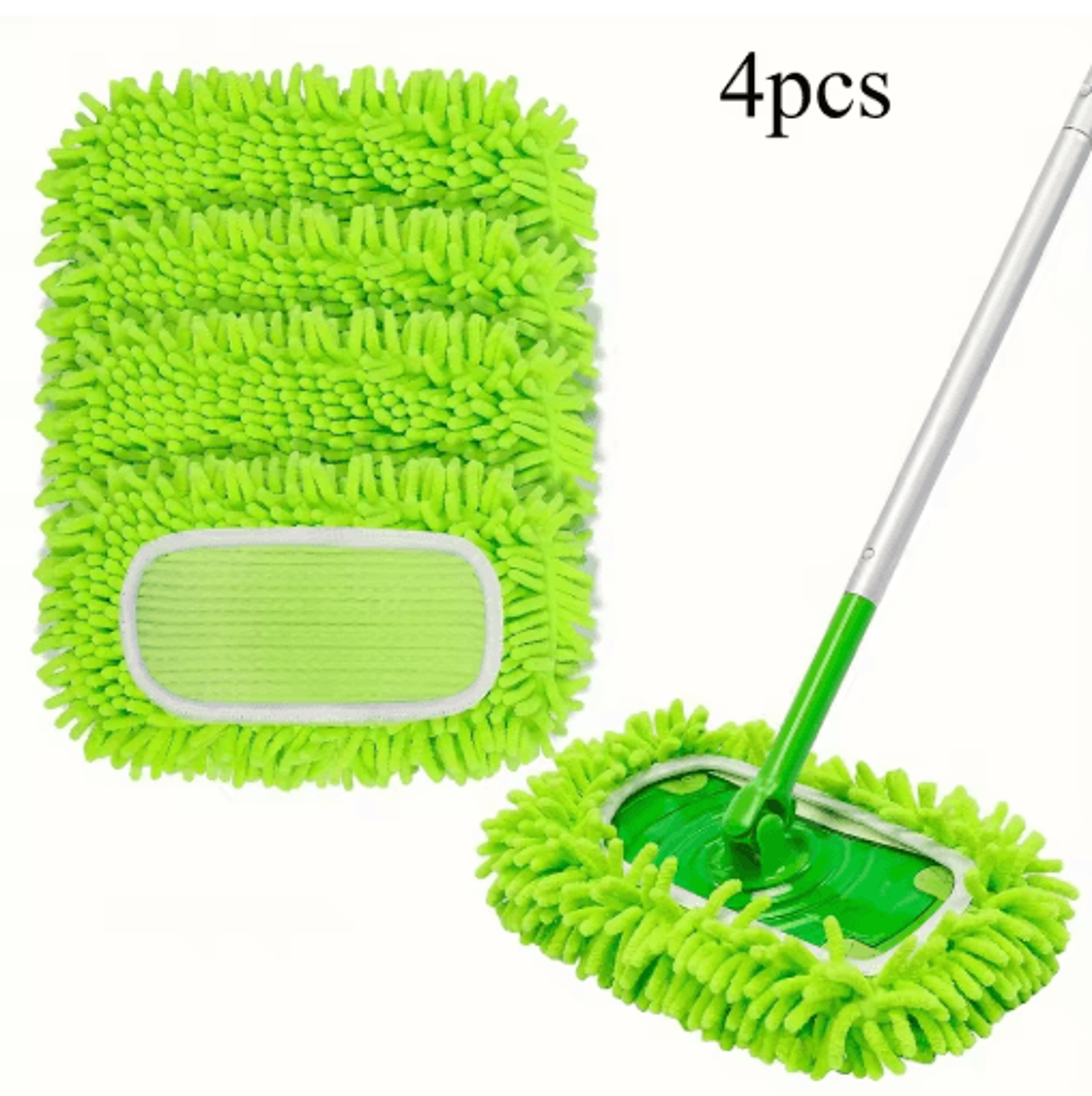 Reusable Chenille Mop Cloth Covers 4Pack  Soft  Highly Absorbent Floor Cleaning Pads 1