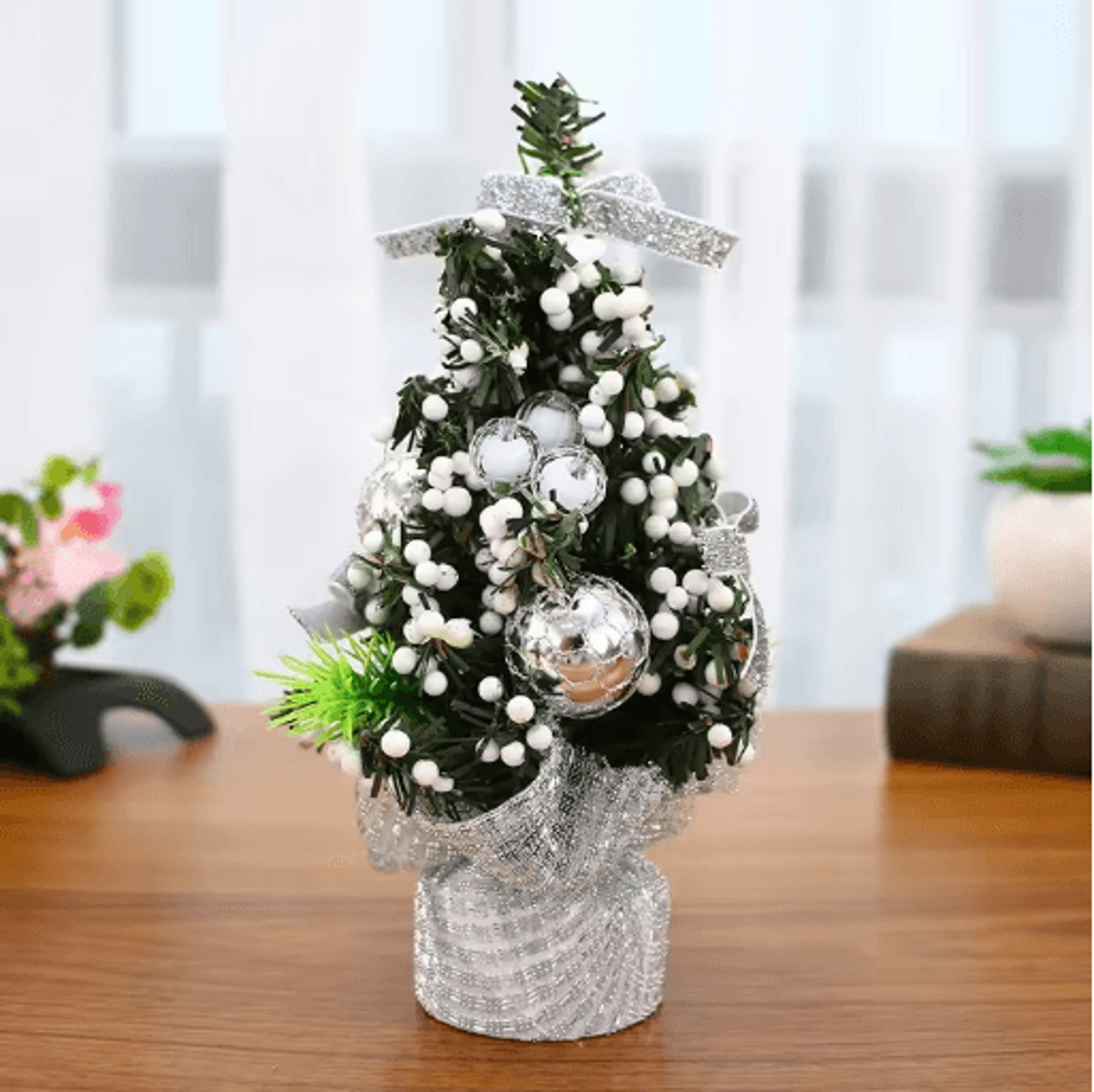 Mini Merry Christmas Tree 20cm Desktop Holiday Decoration For Home And Office 6