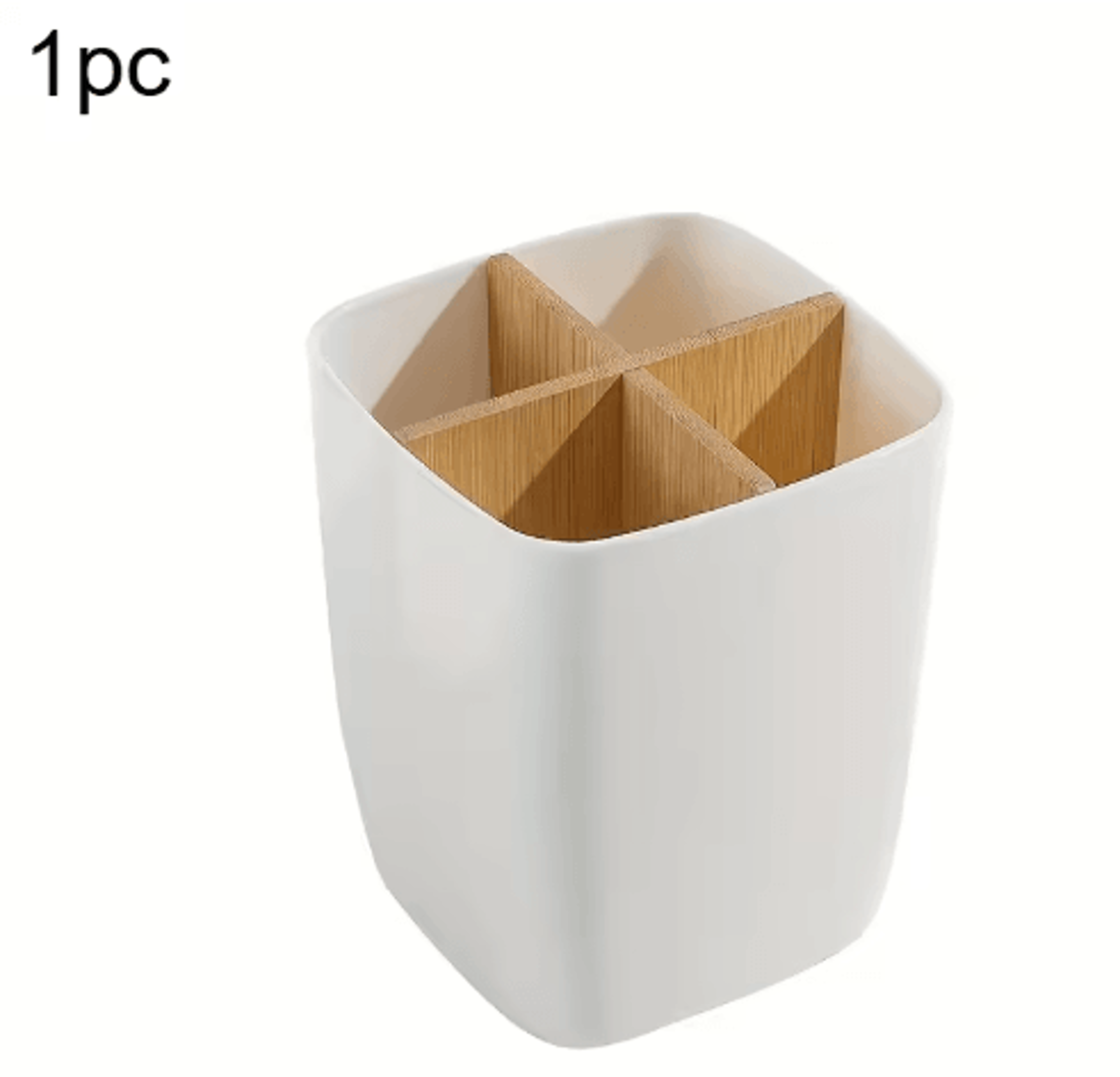 Bamboo Partition Desk Organizer  4Slot Pen Jewelry  Office Storage Box 4