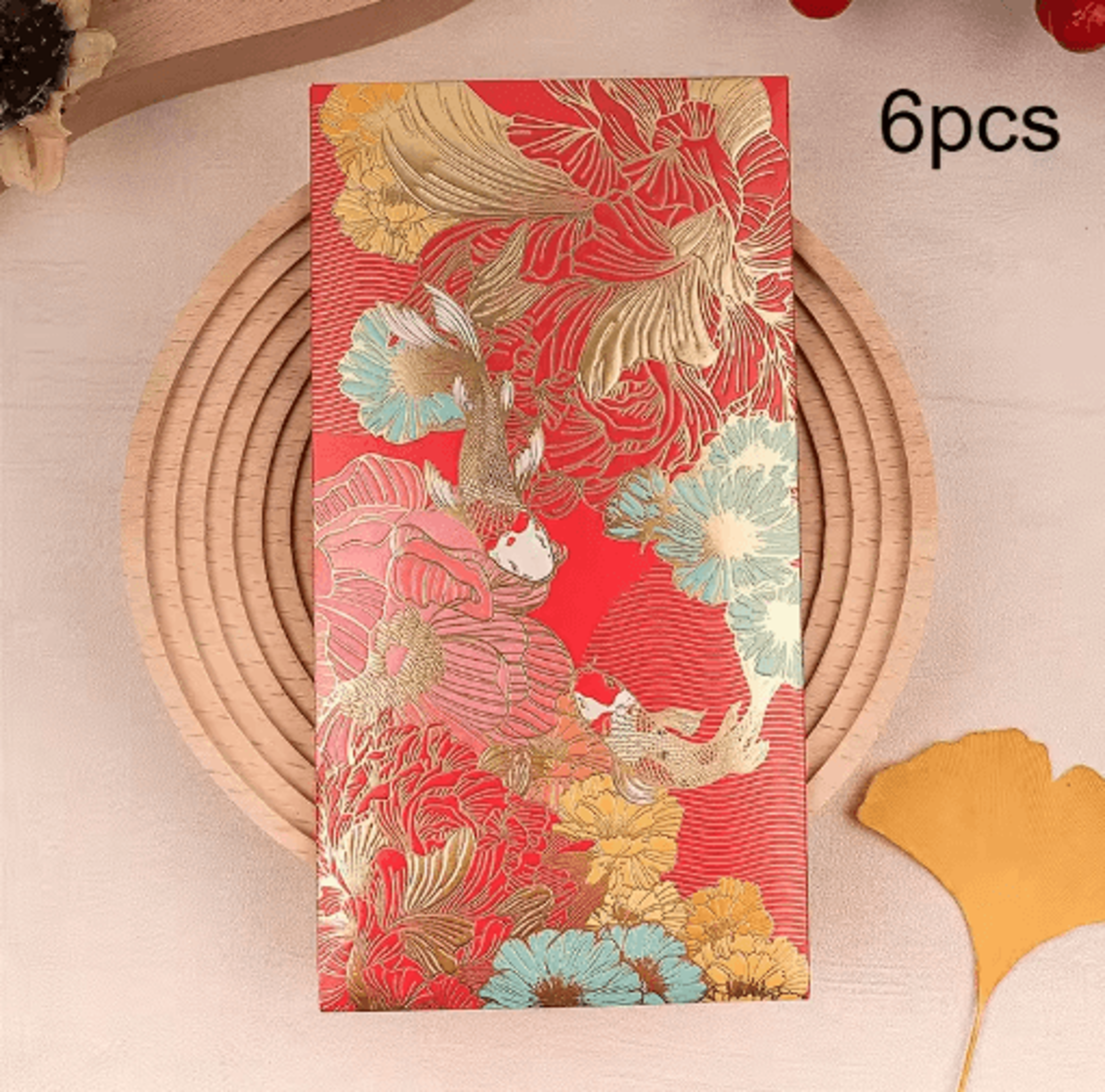 Floral Thank You Cards With Golden Accents 6Pack  Elegant Greeting Cards  Lucky Money Envelopes 3
