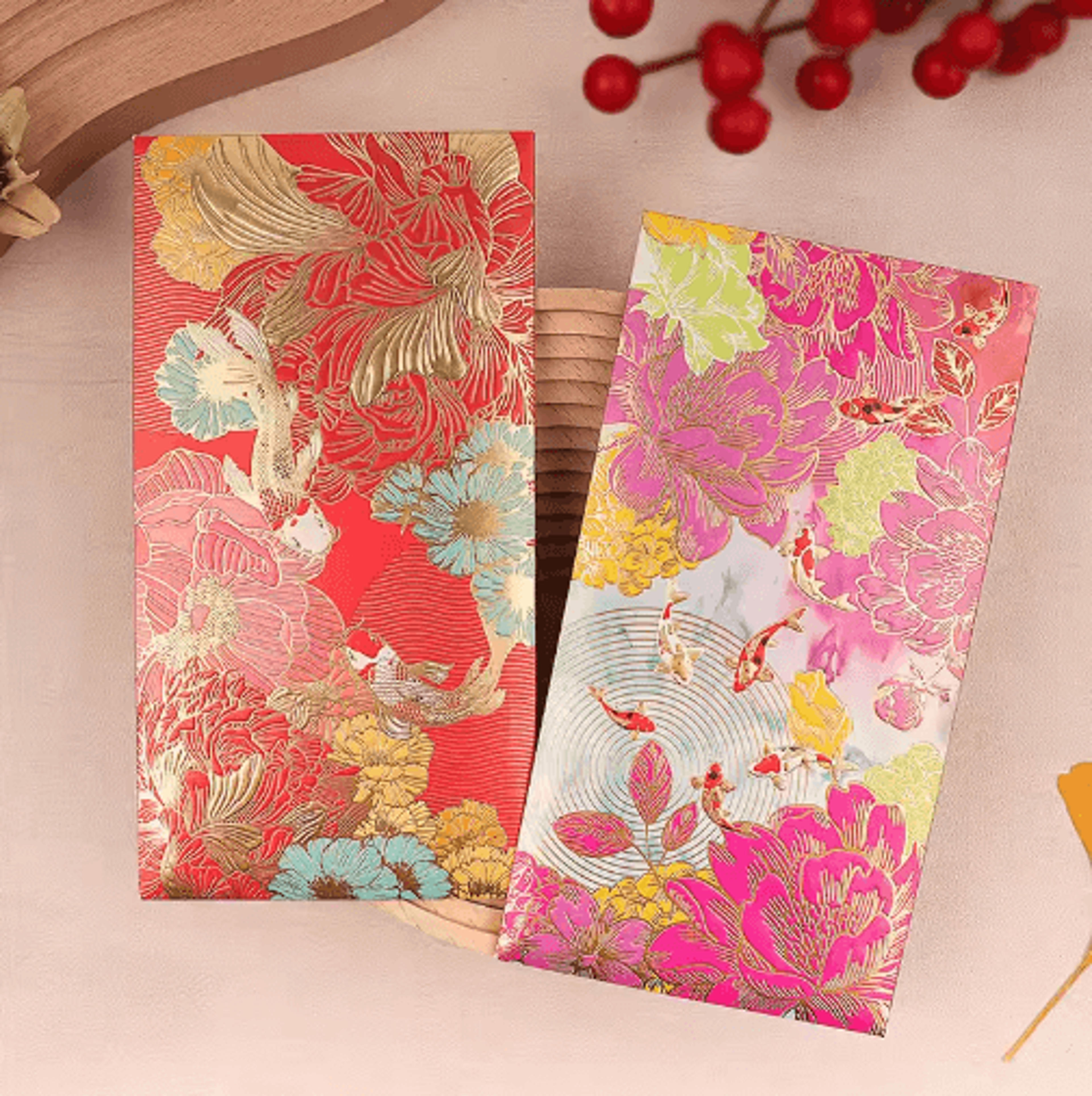Floral Thank You Cards With Golden Accents 6Pack  Elegant Greeting Cards  Lucky Money Envelopes 7