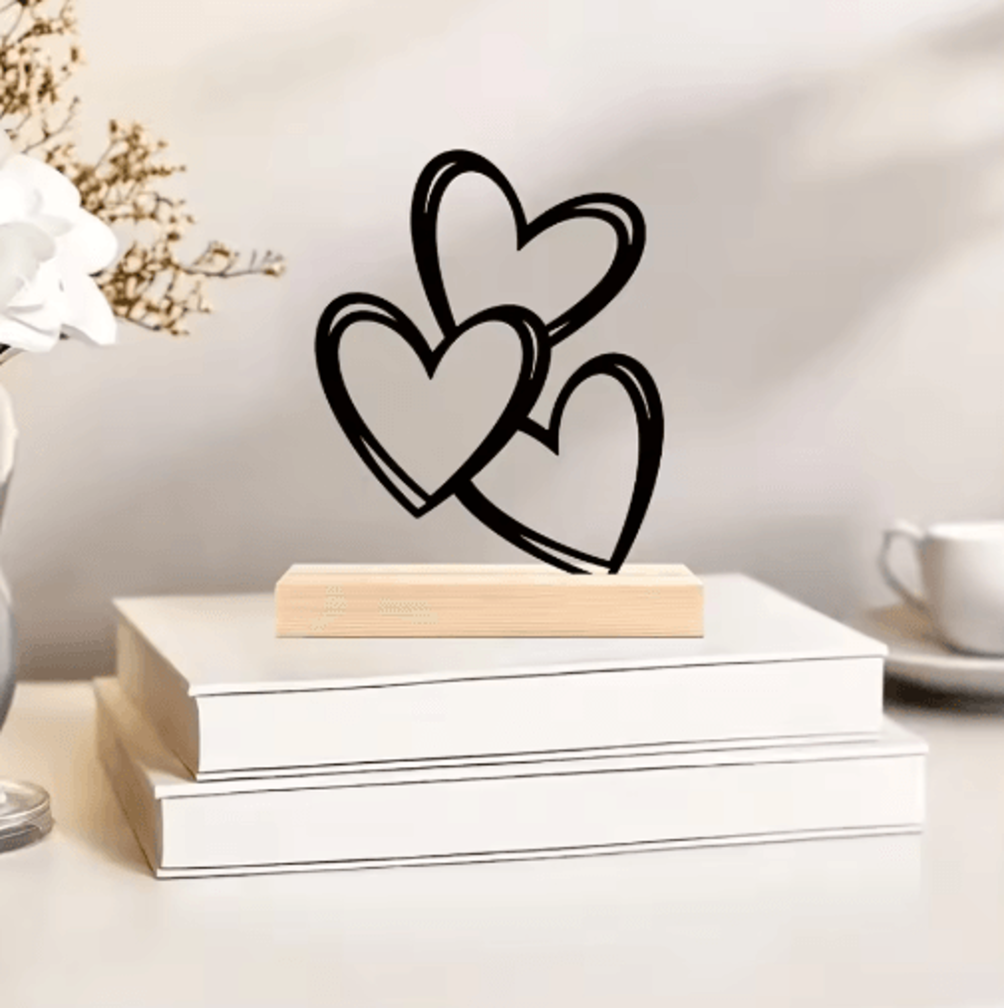 Minimalist Wooden Heart Desktop Decor  Love Ornament For Coffee Table  Study Desk 3