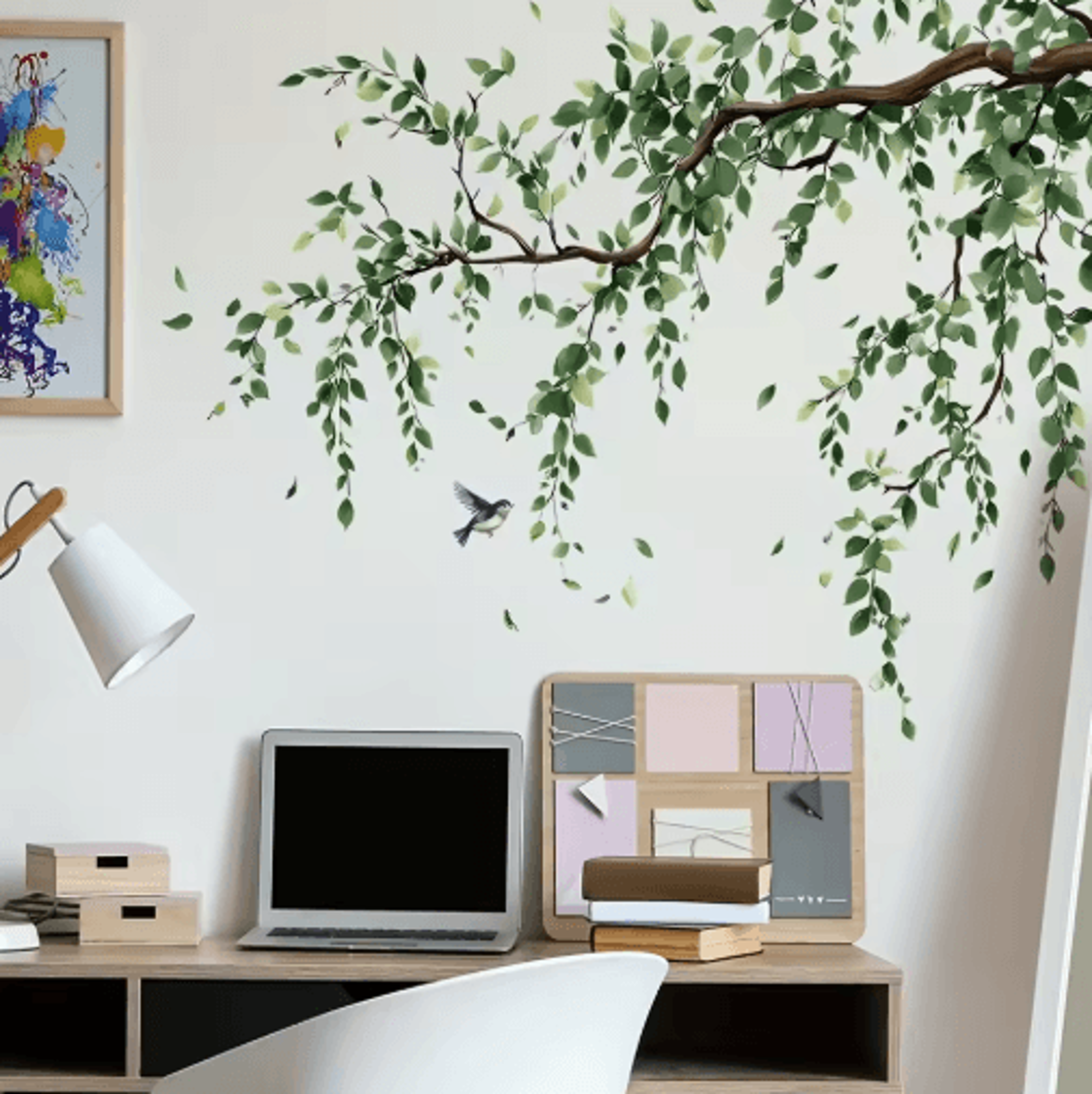 Tree Branch  Birds Wall Stickers 2Piece Set  Removable SelfAdhesive Nature Decor Decals 6