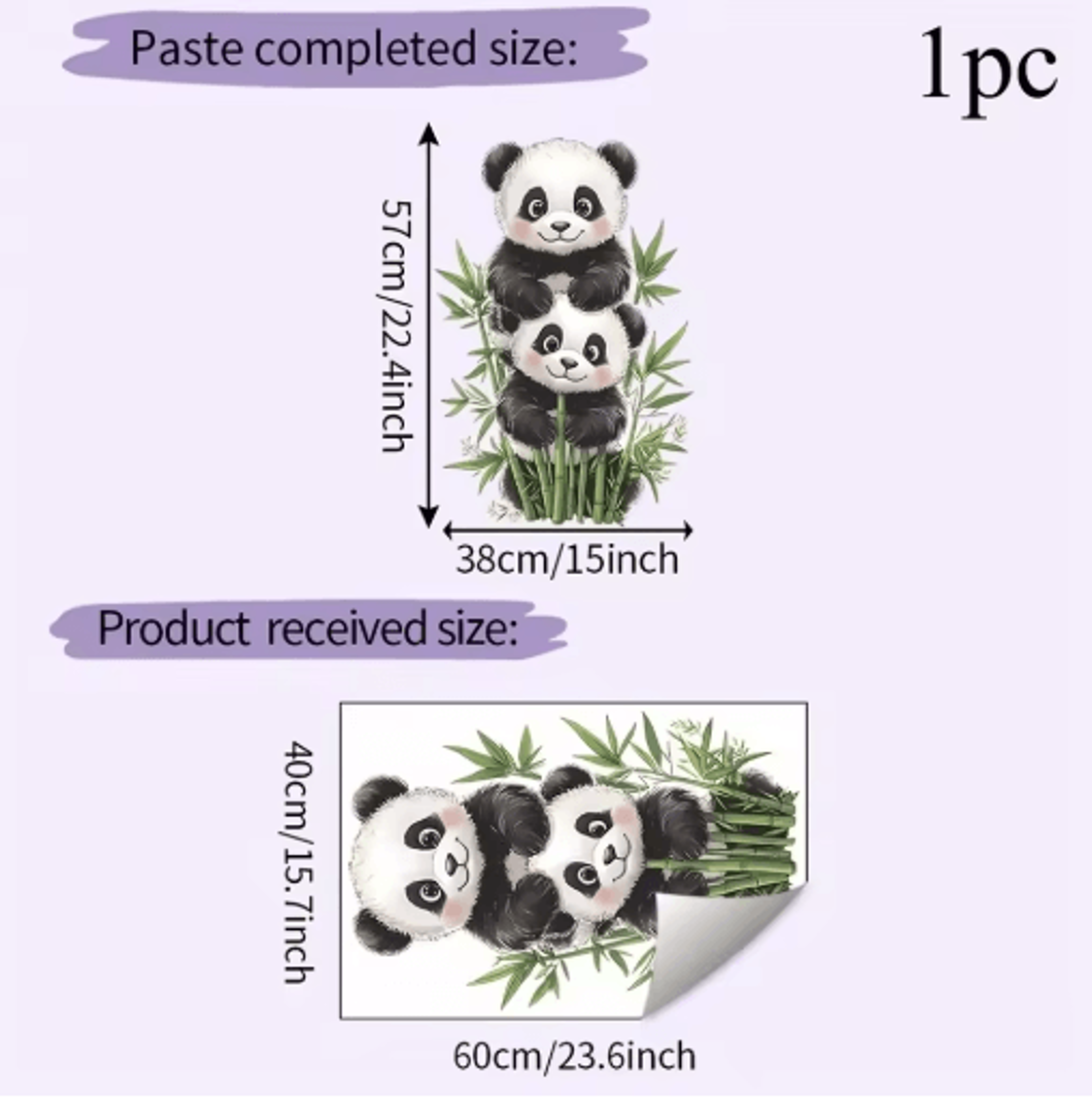 Cartoon Watercolor Bamboo Panda Wall Sticker  SelfAdhesive Room Decor For Home 1