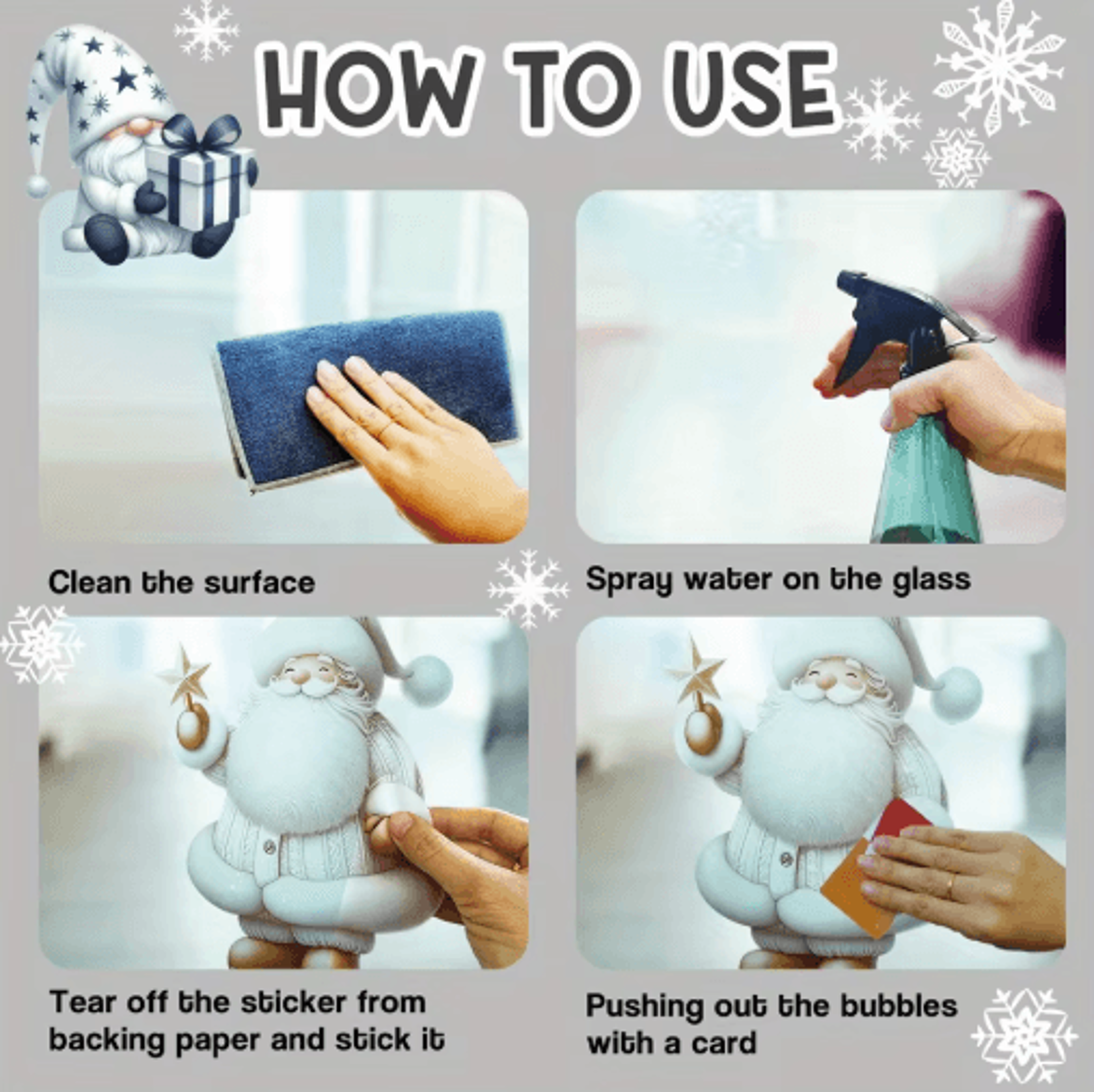 Christmas Snowman Window Clings  Removable Static Cling Holiday Decal For Windows 5