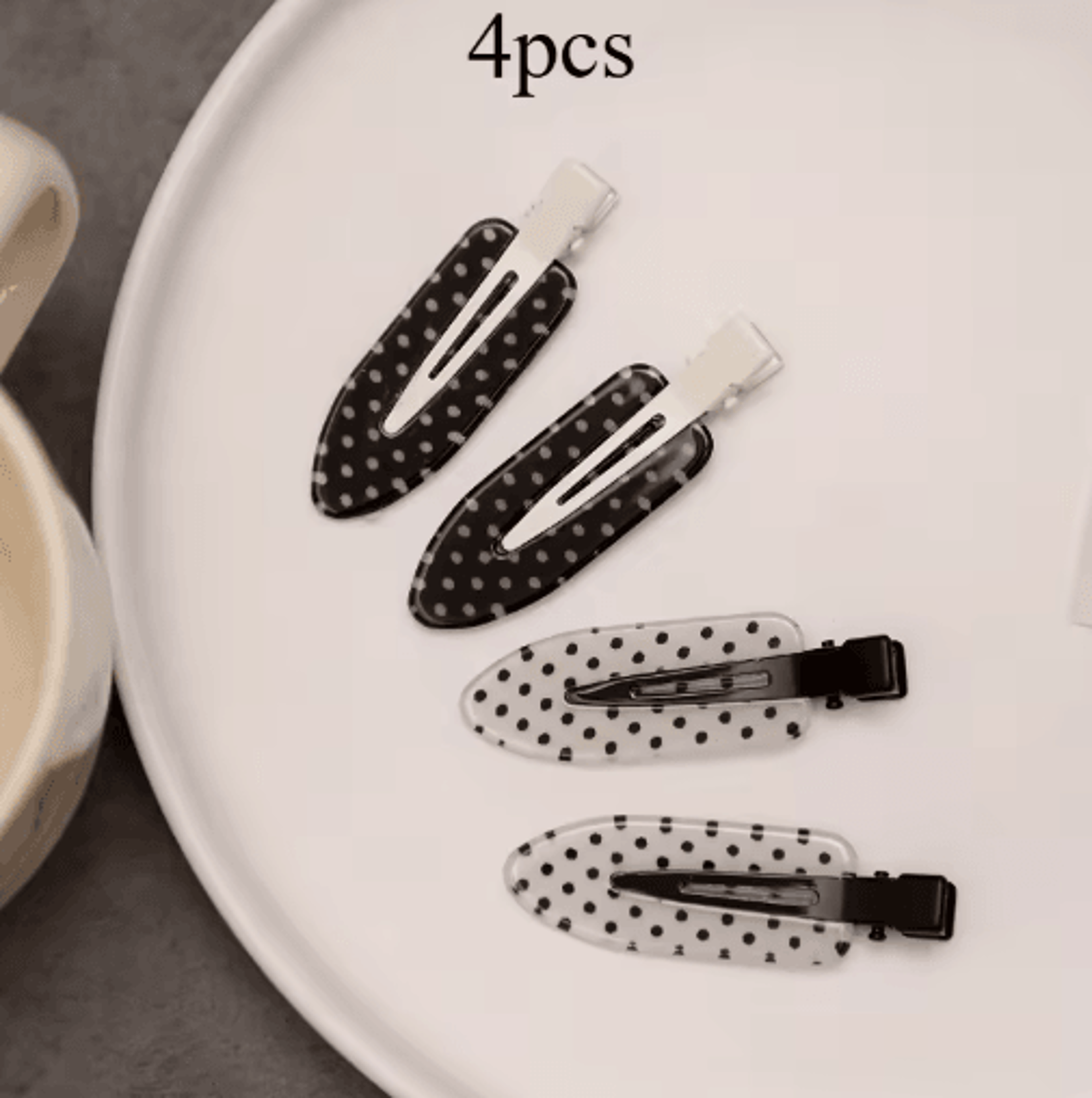 Black  White Polka Dot Acrylic Hair Clips  Minimalist Secure Hold Hair Styling Accessories 1