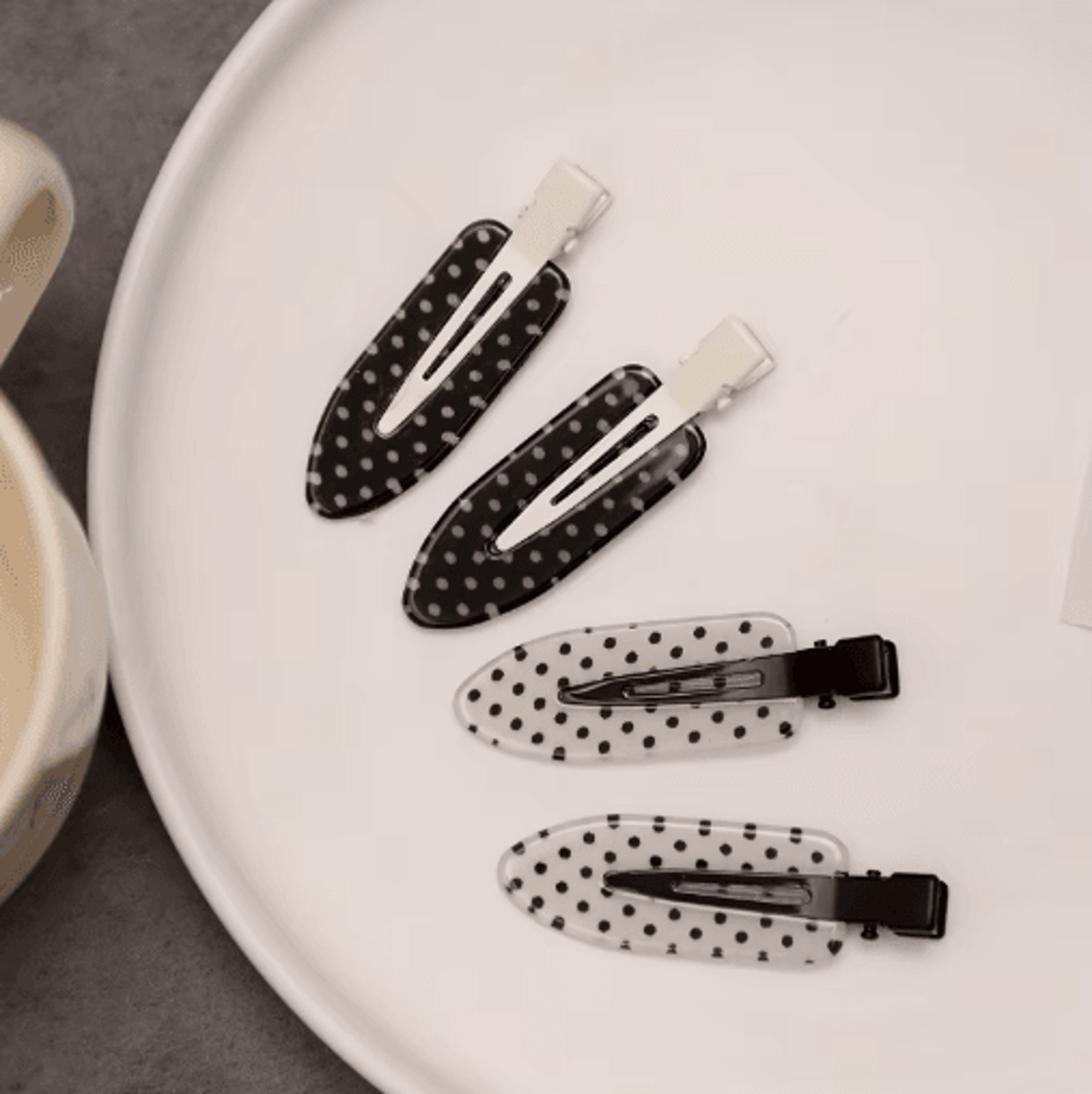 Black  White Polka Dot Acrylic Hair Clips  Minimalist Secure Hold Hair Styling Accessories 6