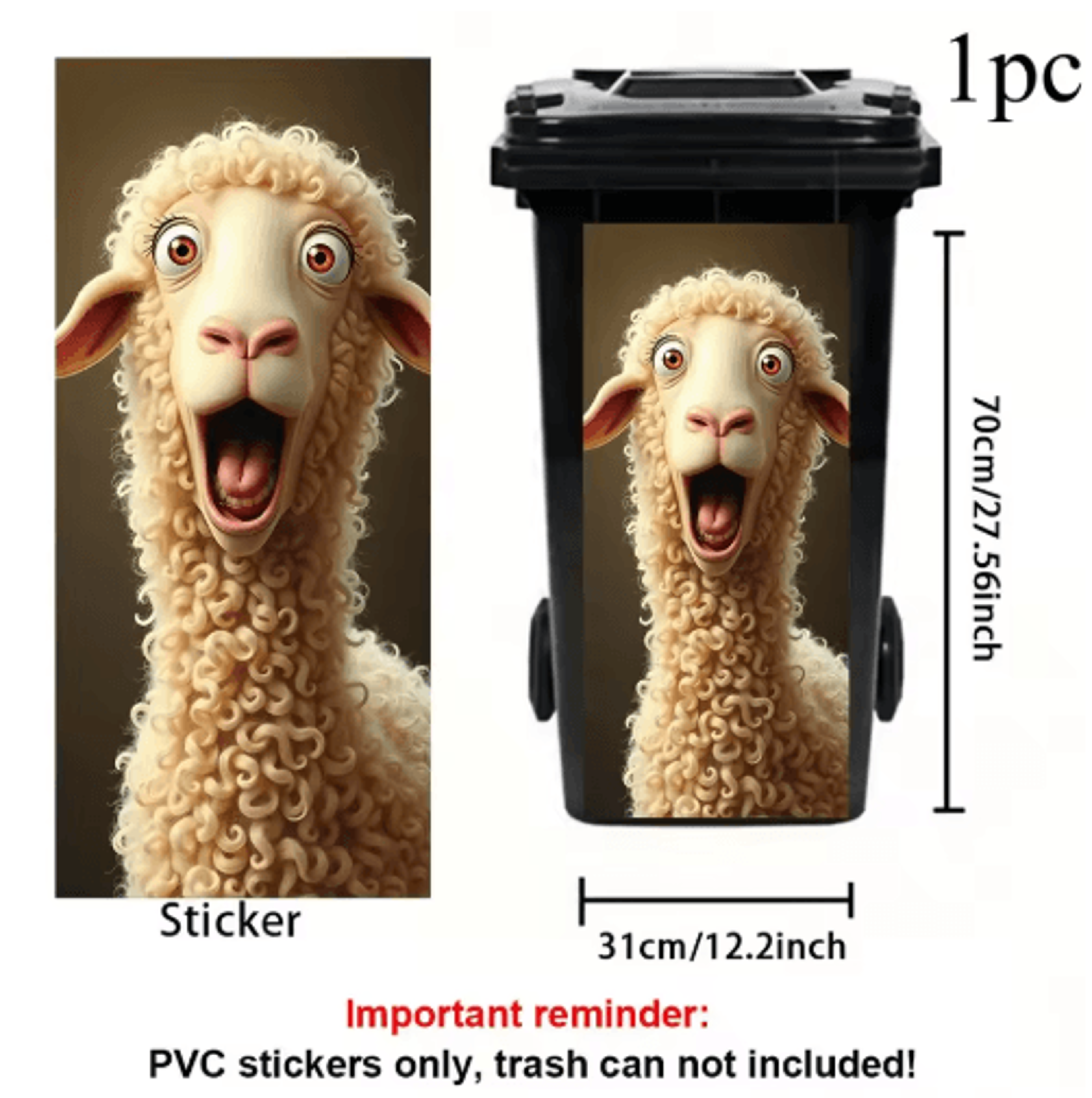 Cute CurlyHaired Sheep Trash Can Sticker  Fun SelfAdhesive Decor For Home Spaces 1