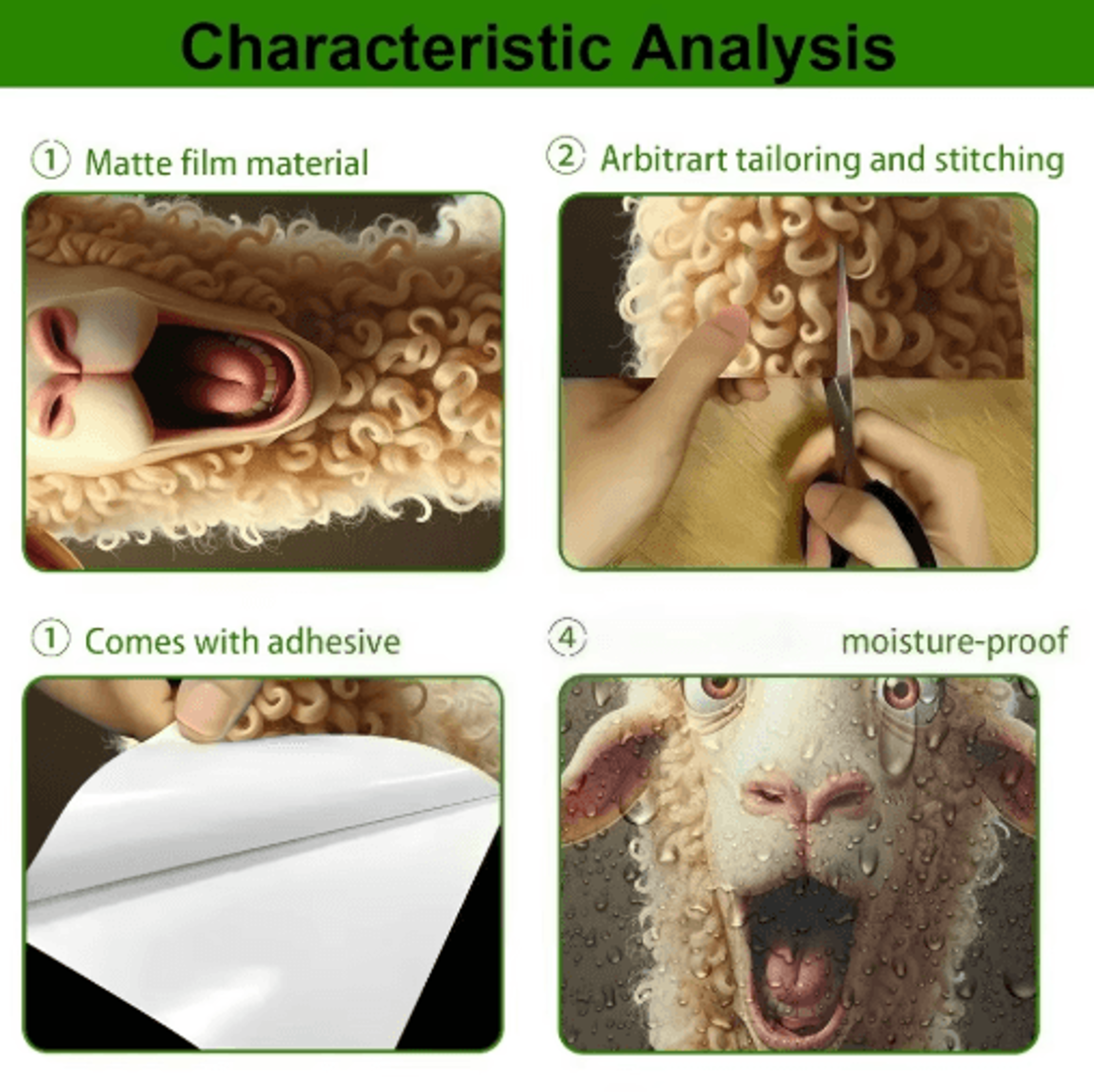 Cute CurlyHaired Sheep Trash Can Sticker  Fun SelfAdhesive Decor For Home Spaces 3