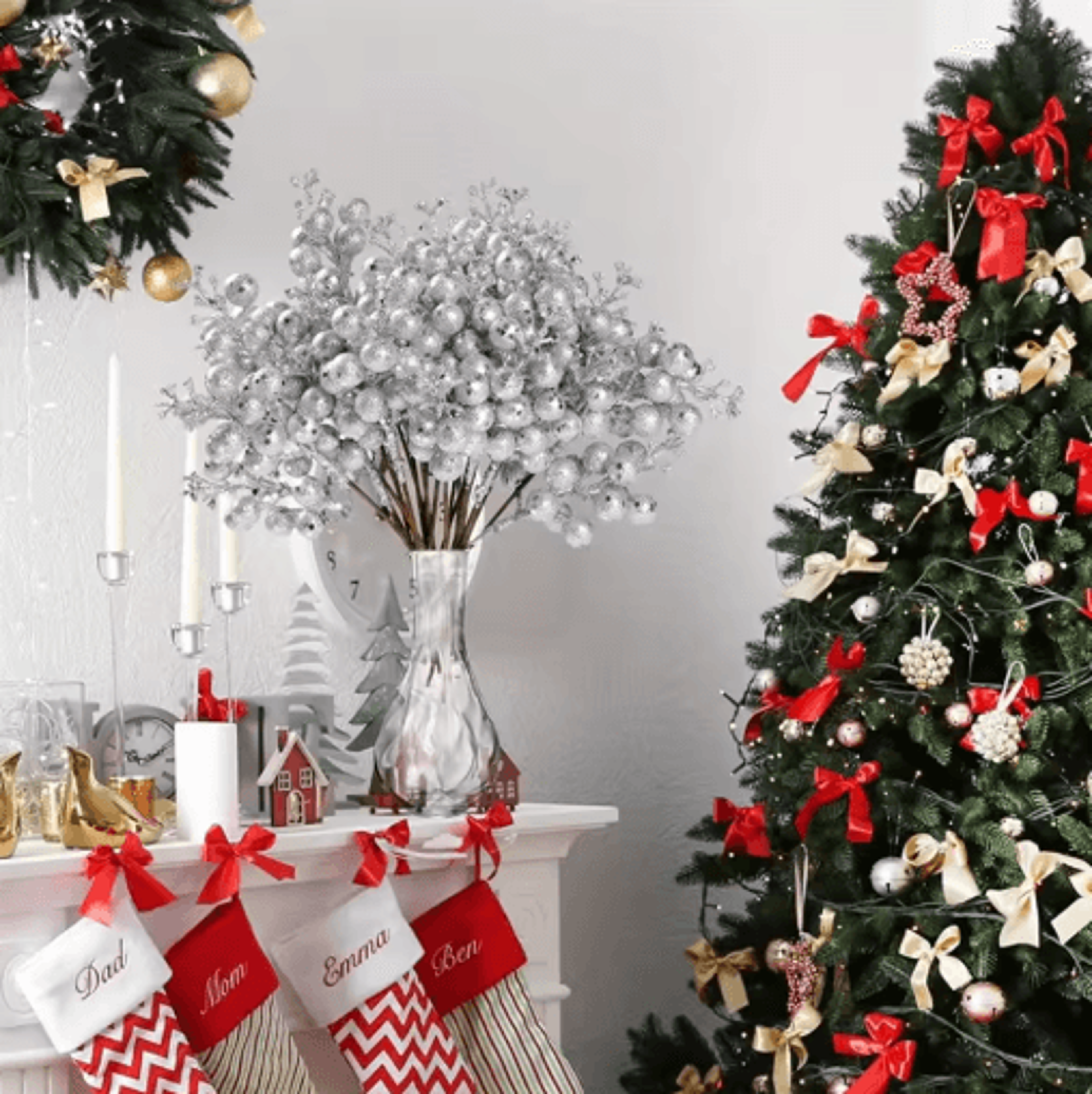10Piece Artificial Berry Bouquet  Festive Christmas Accents For Holiday Decor 0