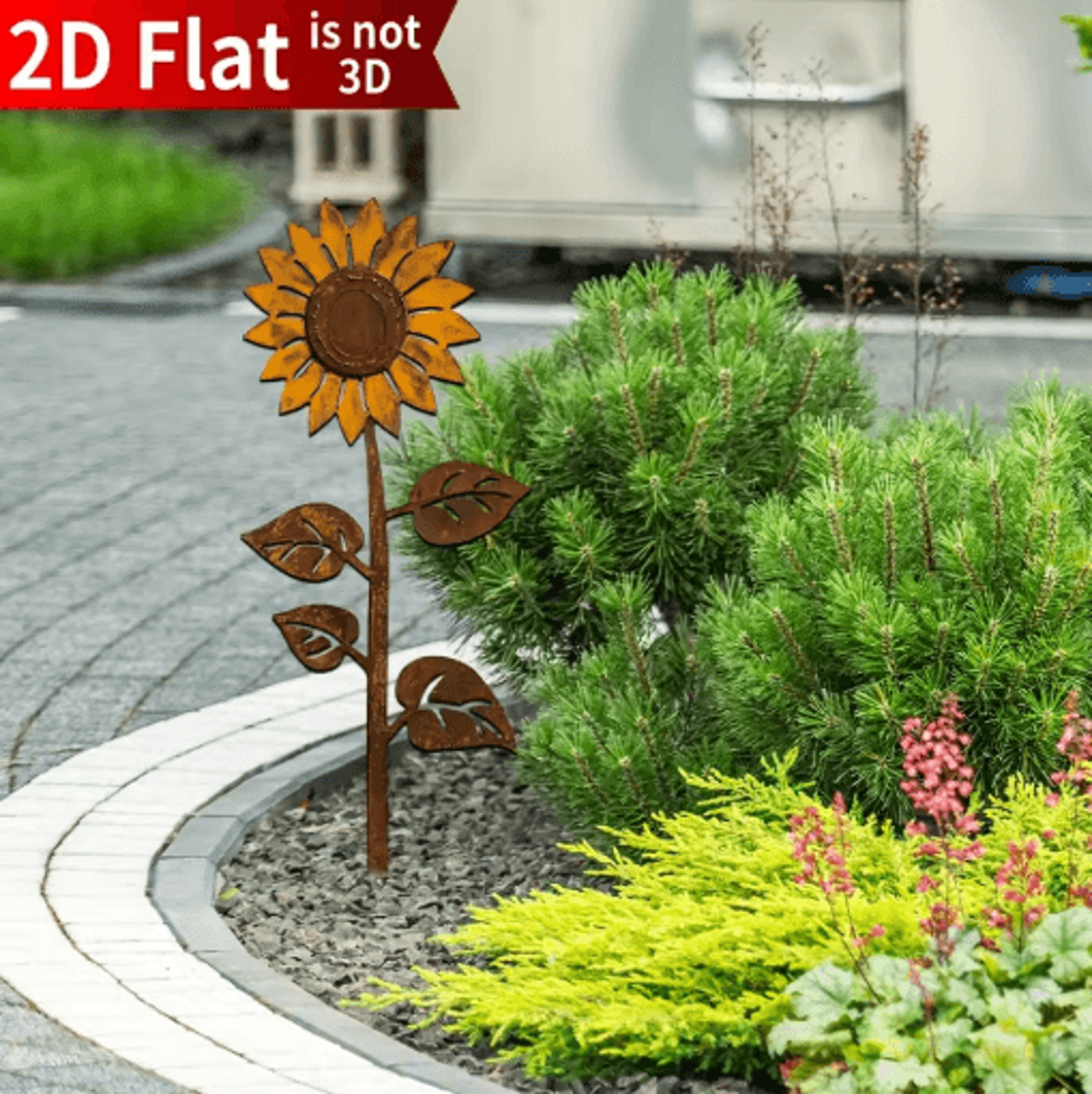 Rustic Metal Sunflower Garden Stake  Vintage Outdoor Yard Art Accent 6