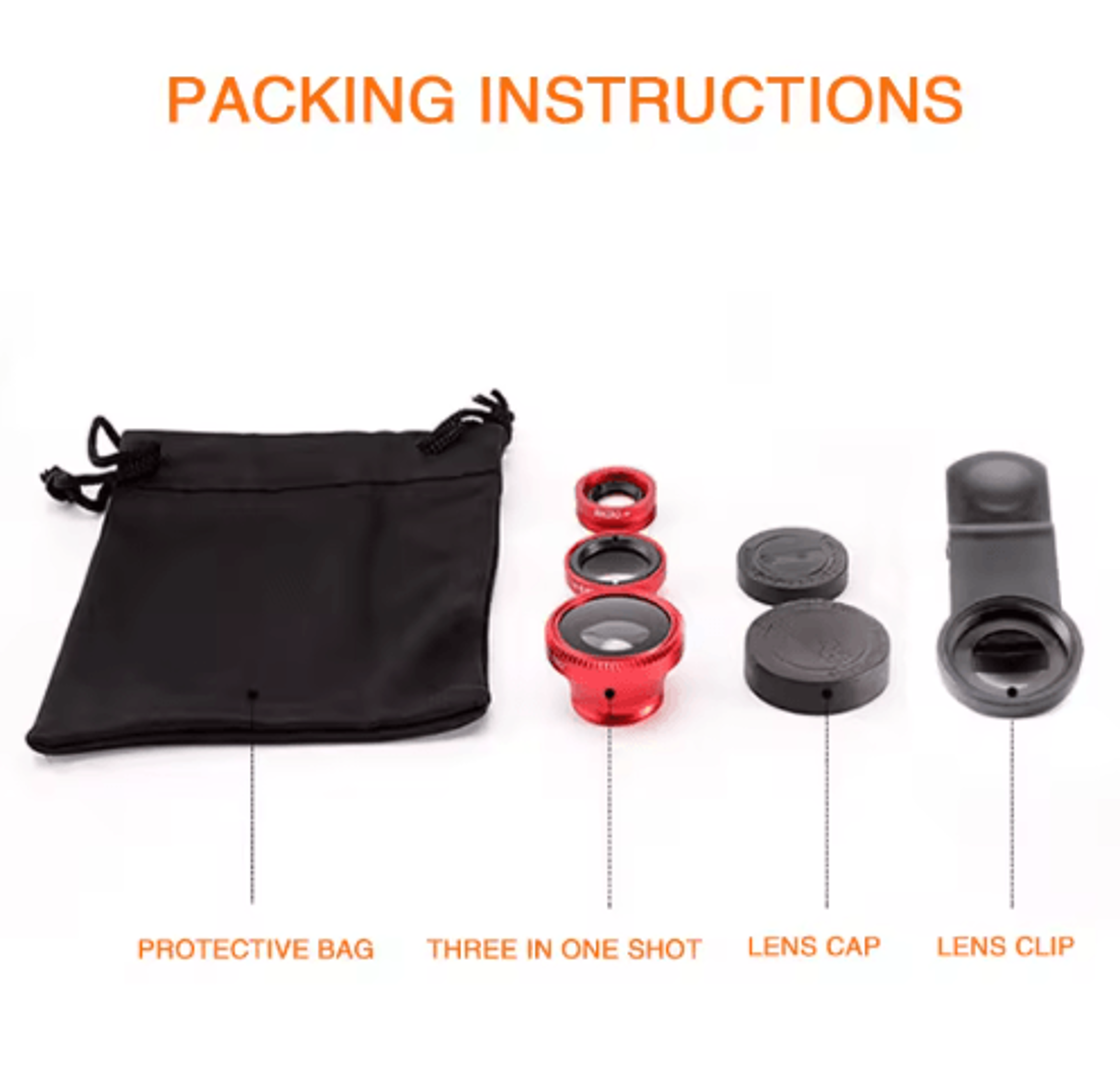 3in1 Smartphone Camera Lens Kit  Fisheye Wide Angle  Macro ClipOn Lens 6