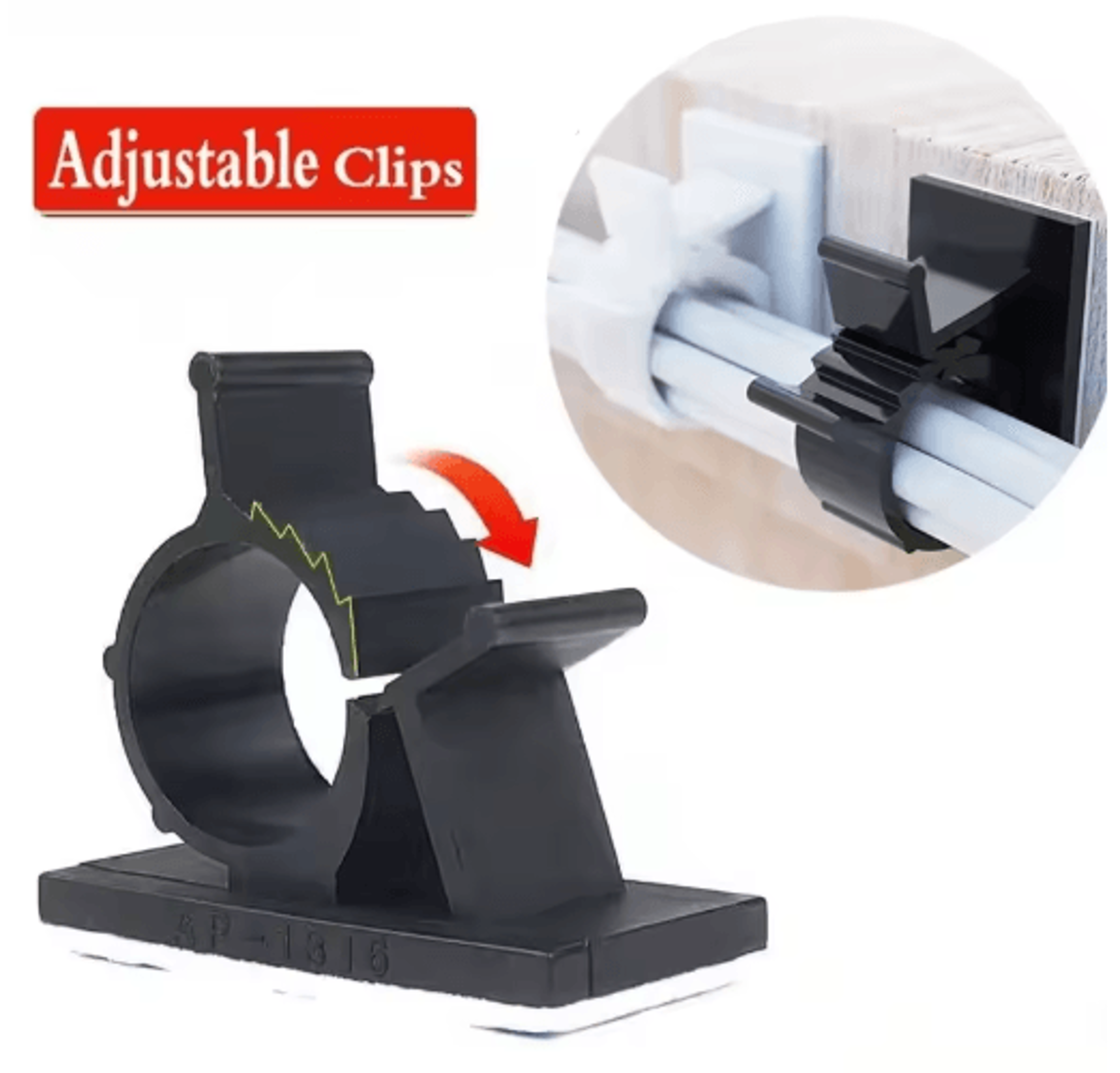 SelfAdhesive Cable Organizer Clips 10Piece Set  Adjustable Desktop Wire Holders 5