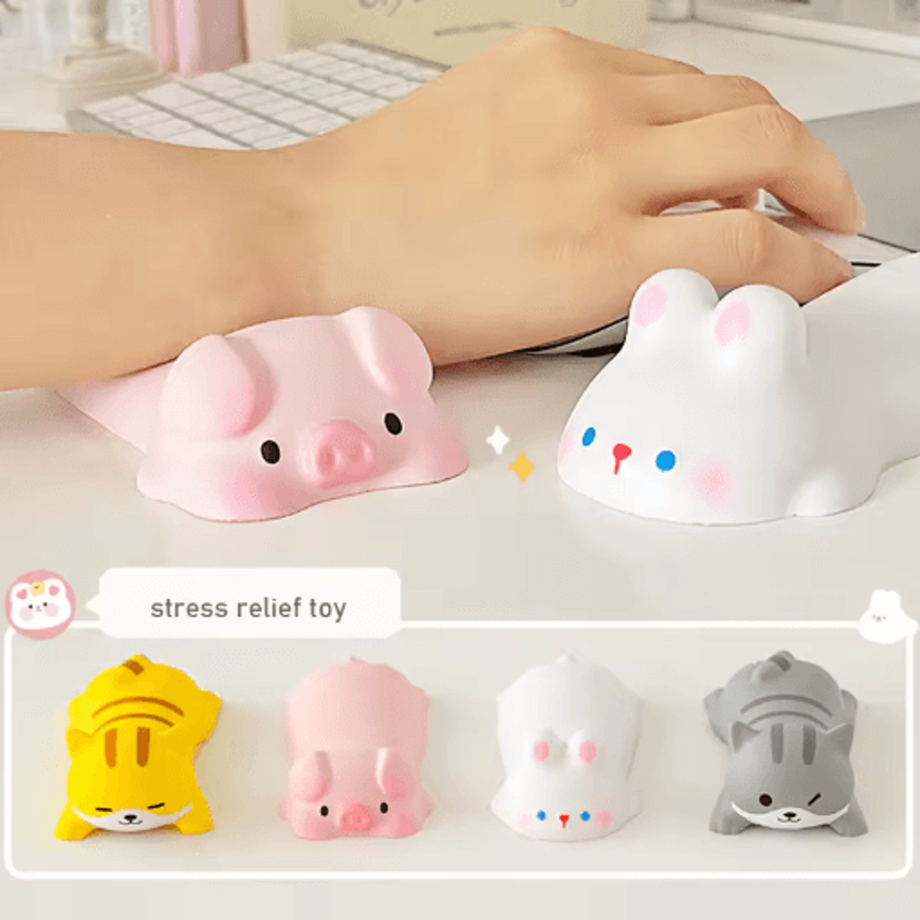 Cute Rabbit Wrist Rest Ergonomic Mouse Pad Arm Support With Slow Rising Squishy 0