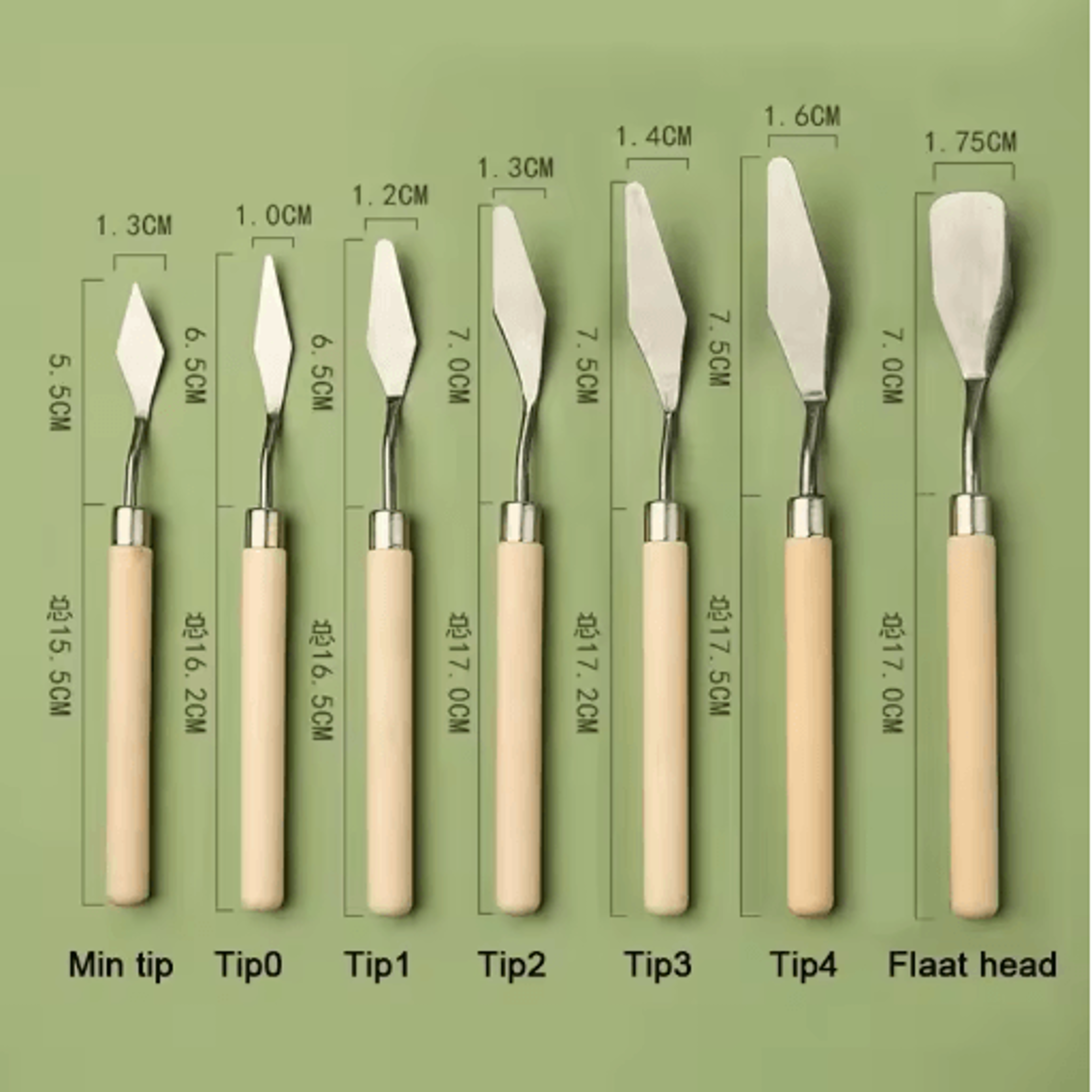 7 Piece Palette Knife Set Stainless Steel Painting Spatulas With Wooden Handles 3