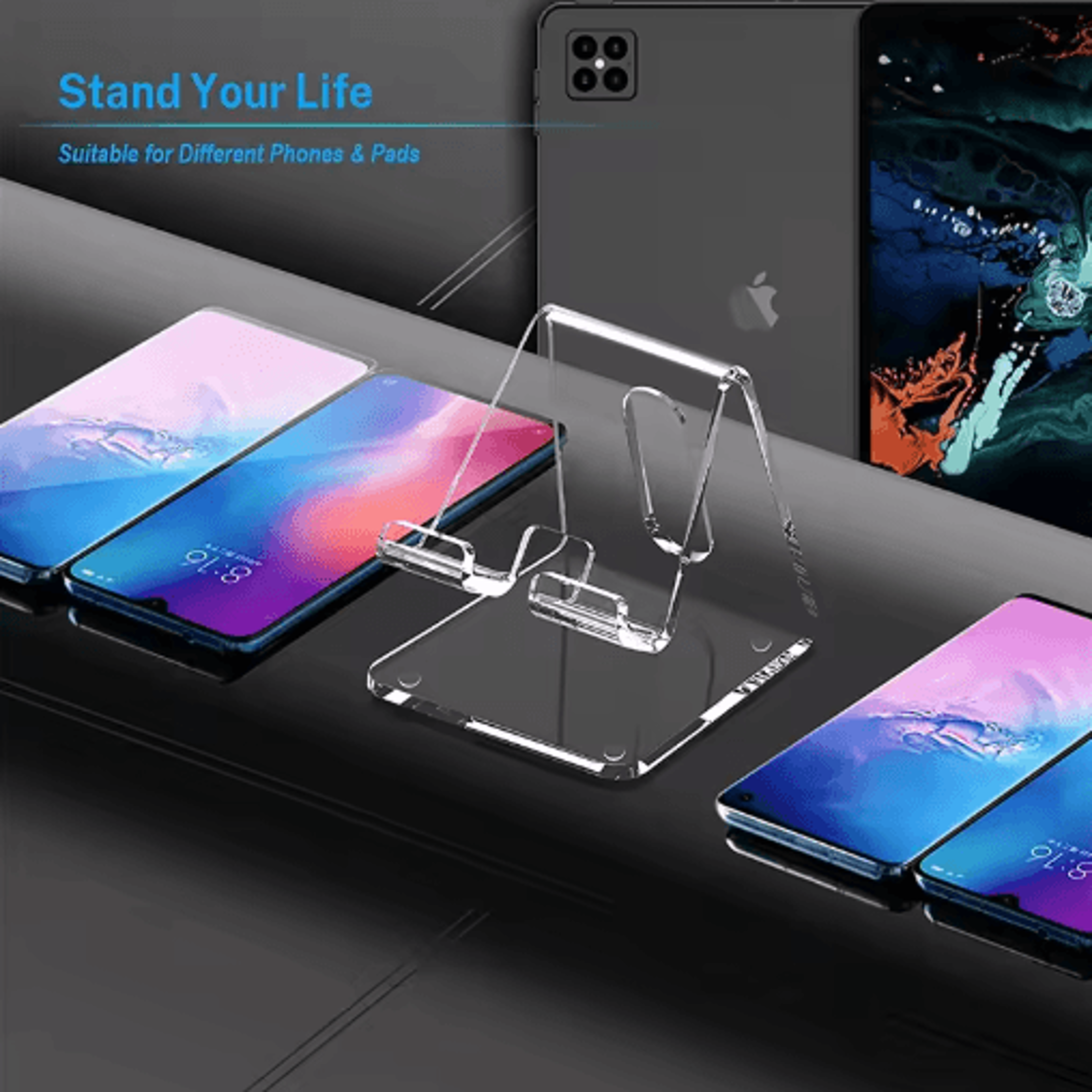 Acrylic Transparent Phone Stand  Portable Desktop Holder For Phones  Tablets 2