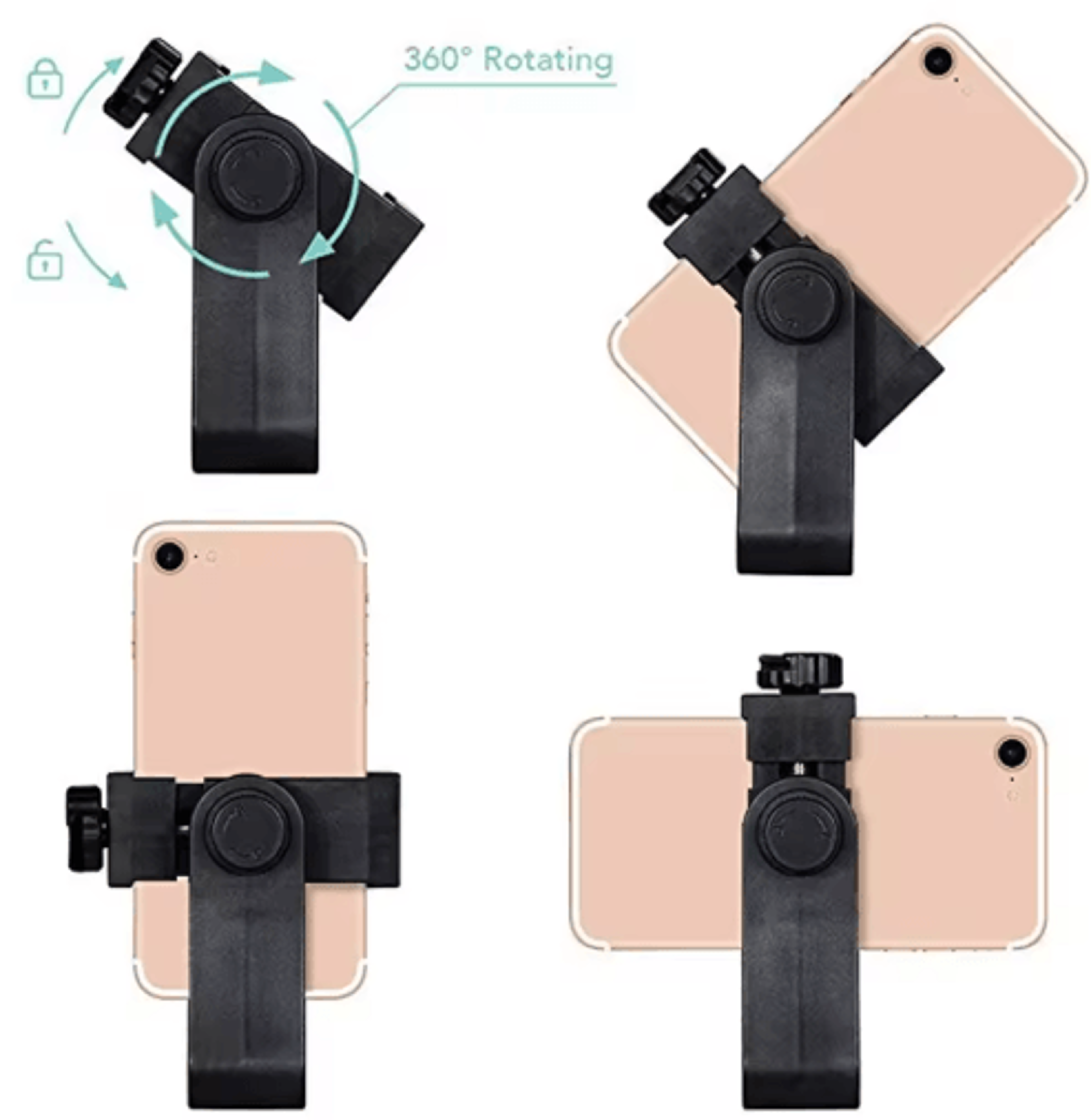 Universal 360 Tripod Phone Mount Adapter 14Screw Smartphone Clip Holder 2